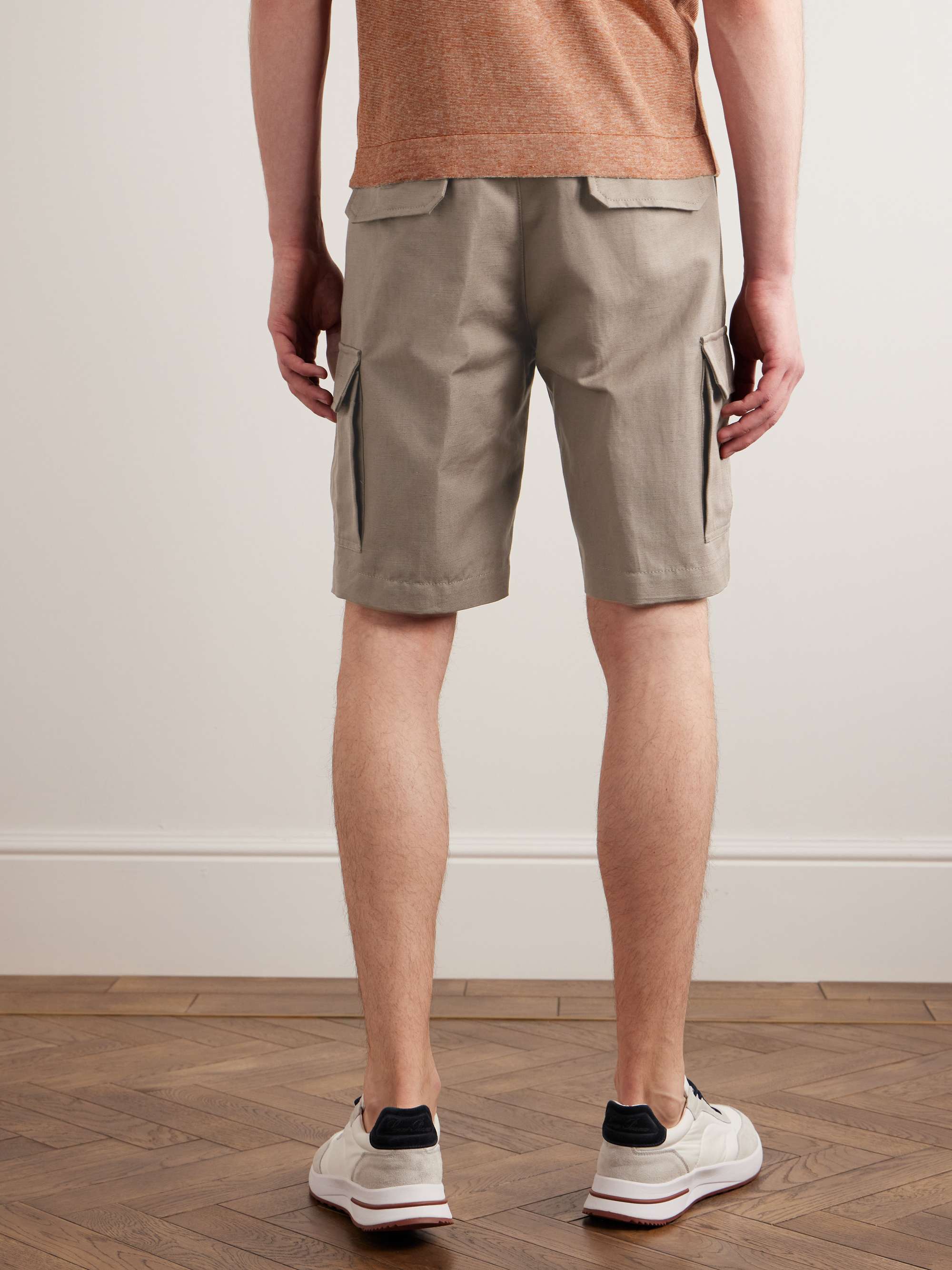 LORO PIANA Straight-Leg Cotton and Linen-Blend Cargo Shorts