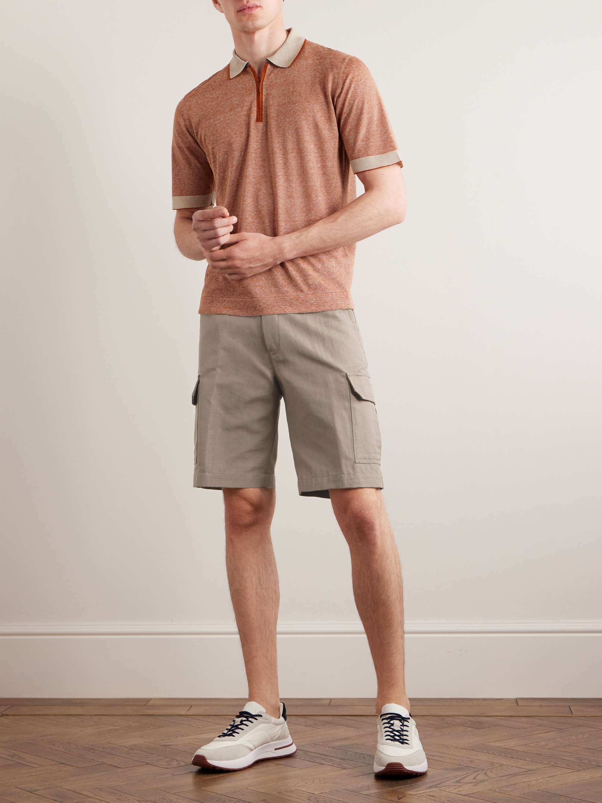 Straight-Leg Cotton and Linen-Blend Cargo Shorts