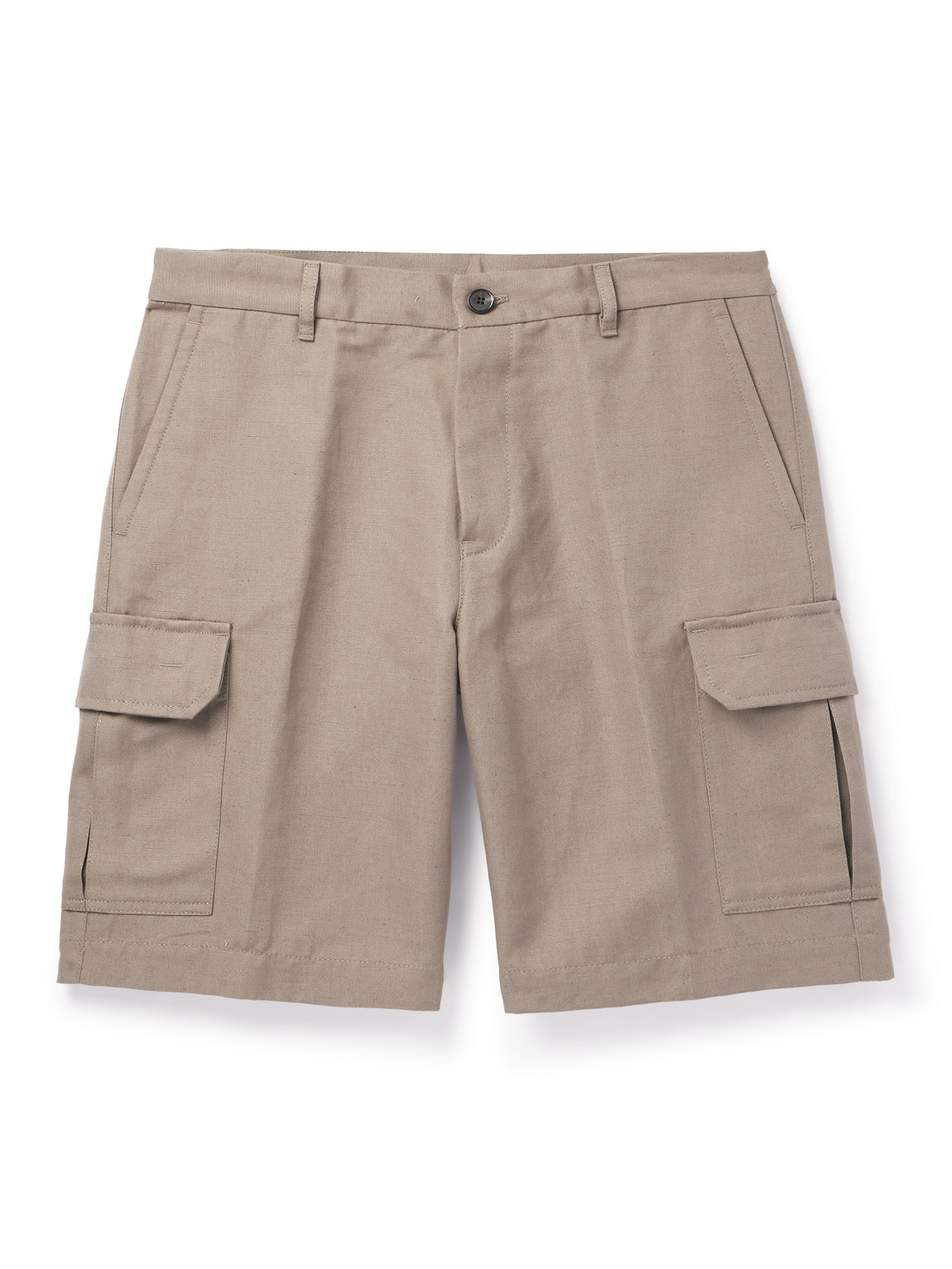 Loro Piana Straight-leg Cotton And Linen-blend Cargo Shorts In Brown