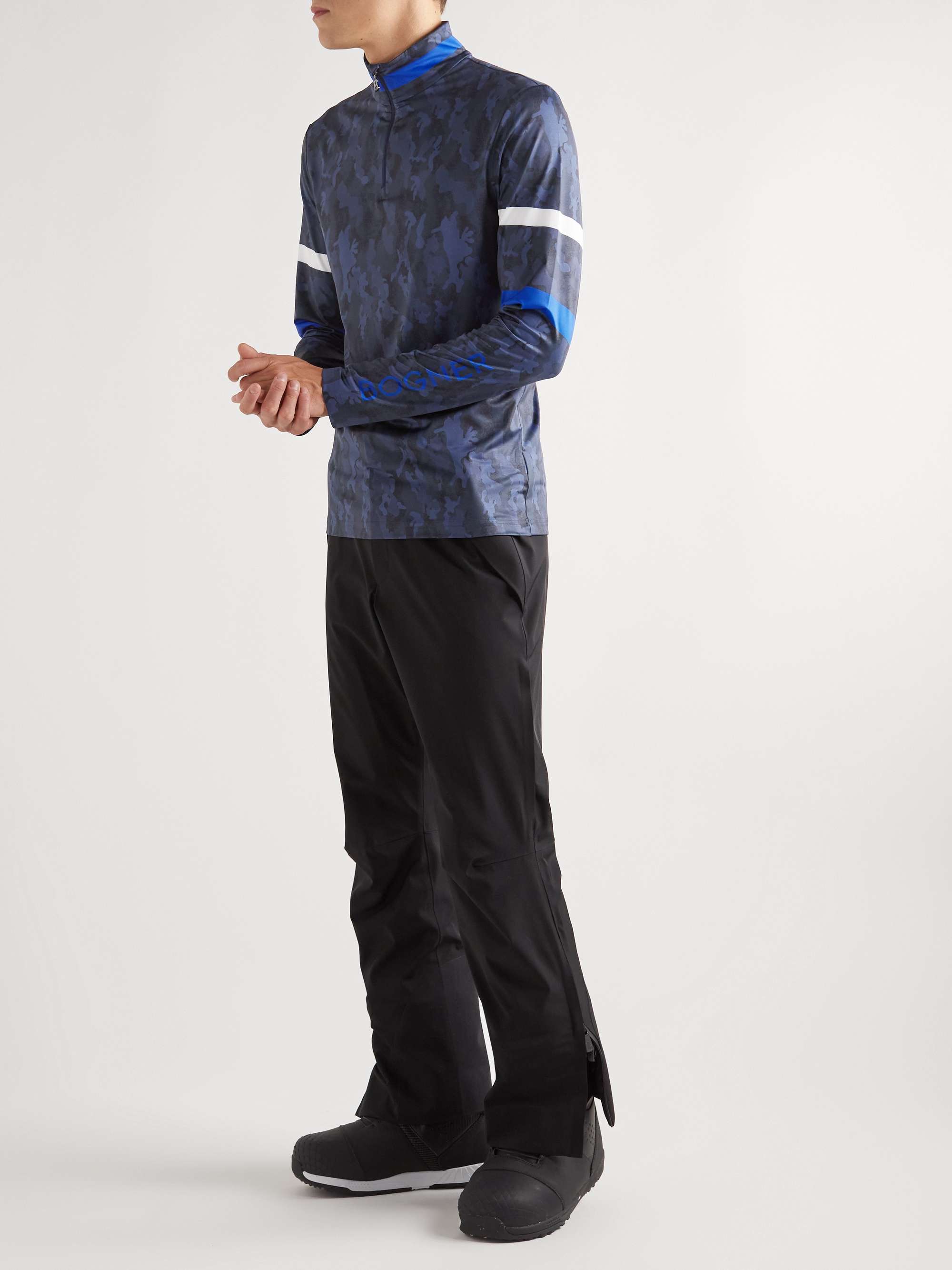 BOGNER Verti Striped Camouflage-Print Tech-Jersey Half-Zip Base Layer