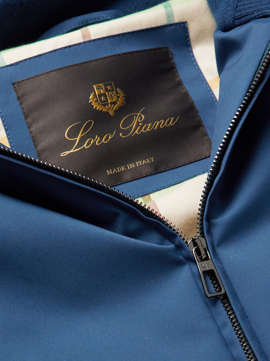 Shop Loro Piana Wallace Panelled Storm System® Nylon And Cashmere Hooded Bomber Jacket In Blue