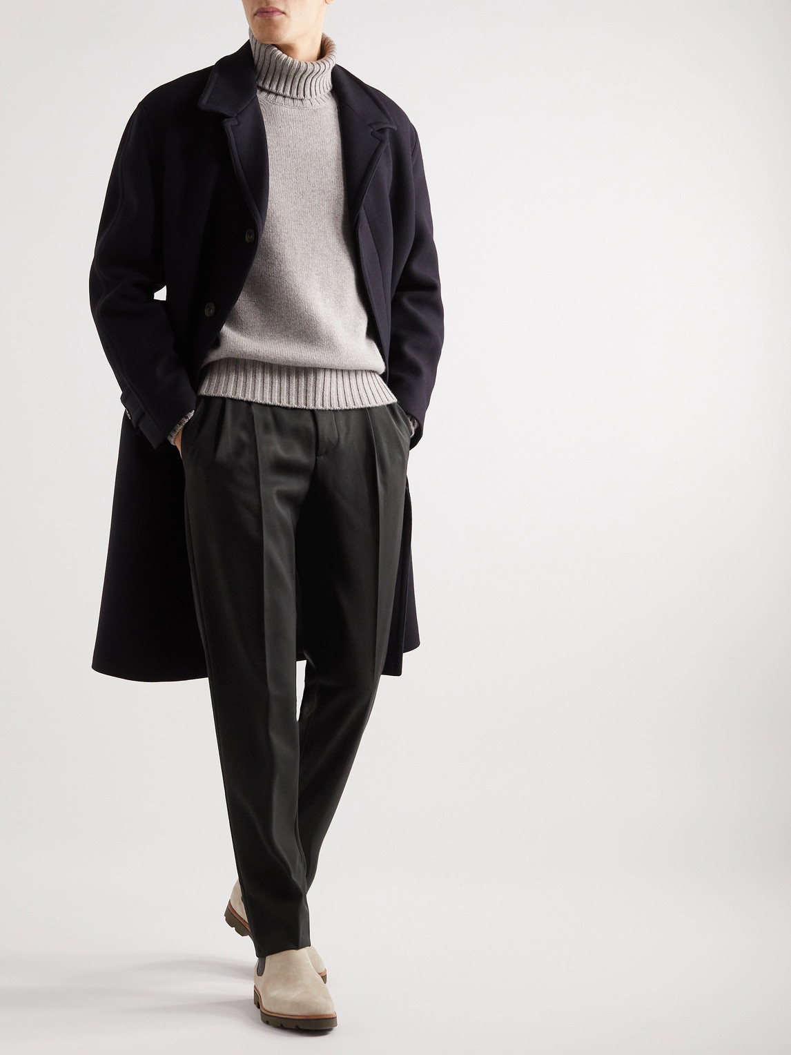 Loro Piana City Slim-fit Virgin Wool Trousers In Gray