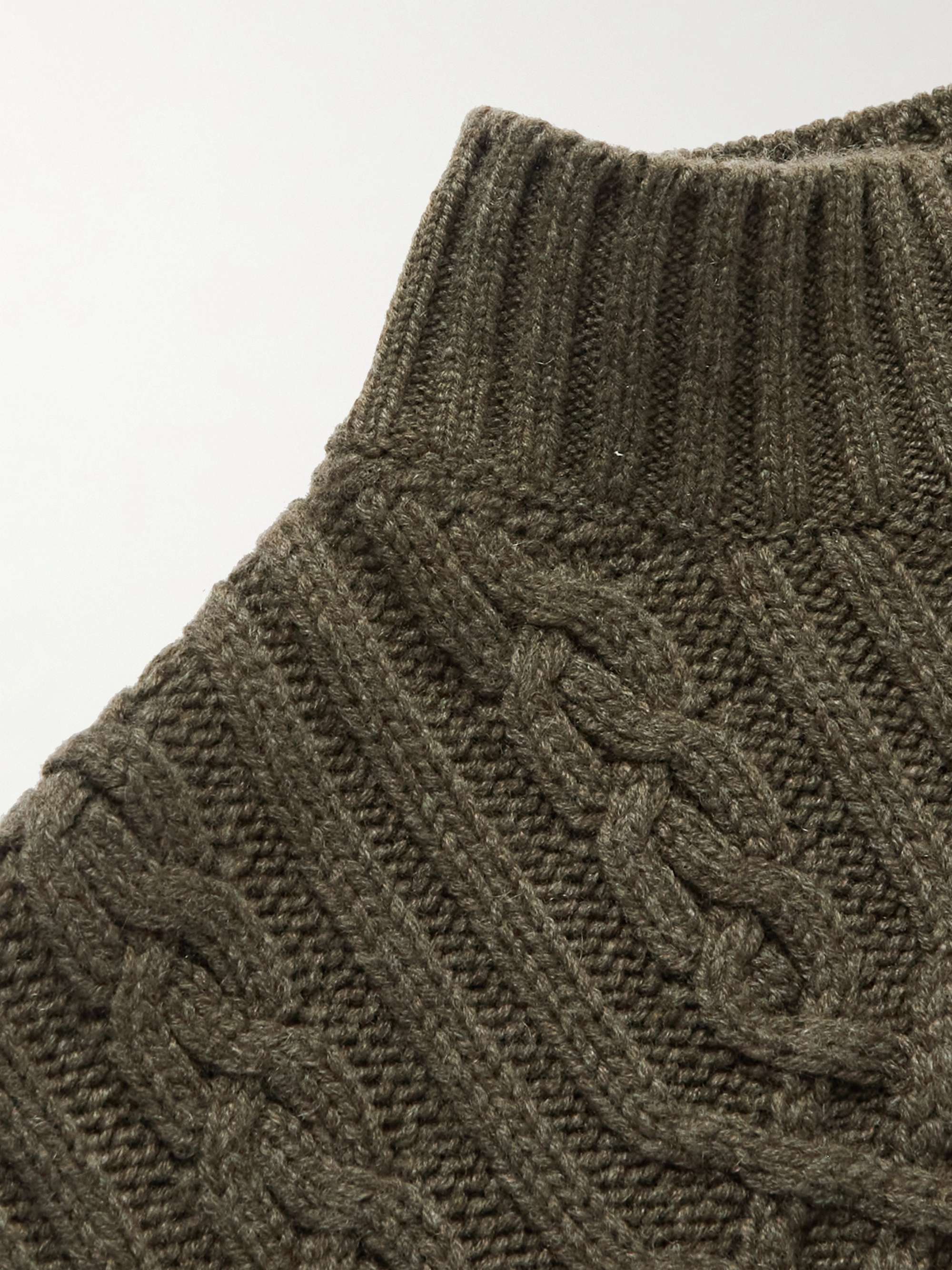 LORO PIANA Ribbed Cable-Knit Cashmere Rollneck Sweater