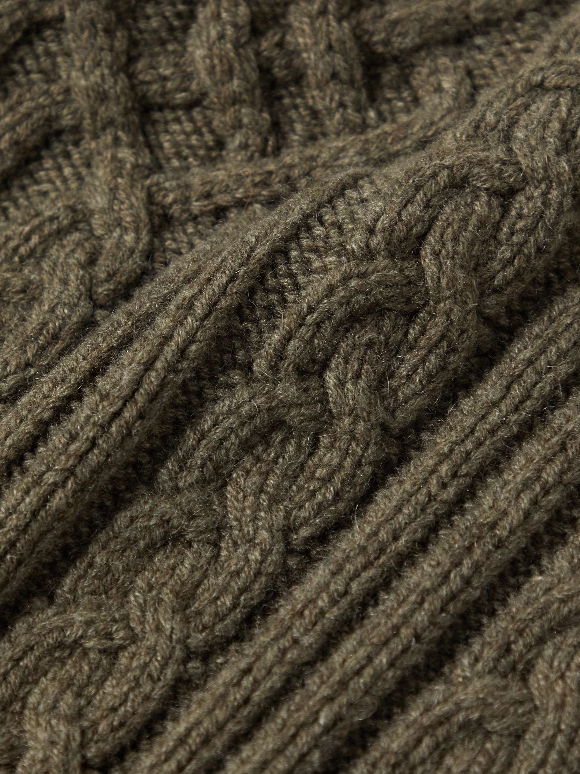 LORO PIANA Ribbed Cable-Knit Cashmere Rollneck Sweater