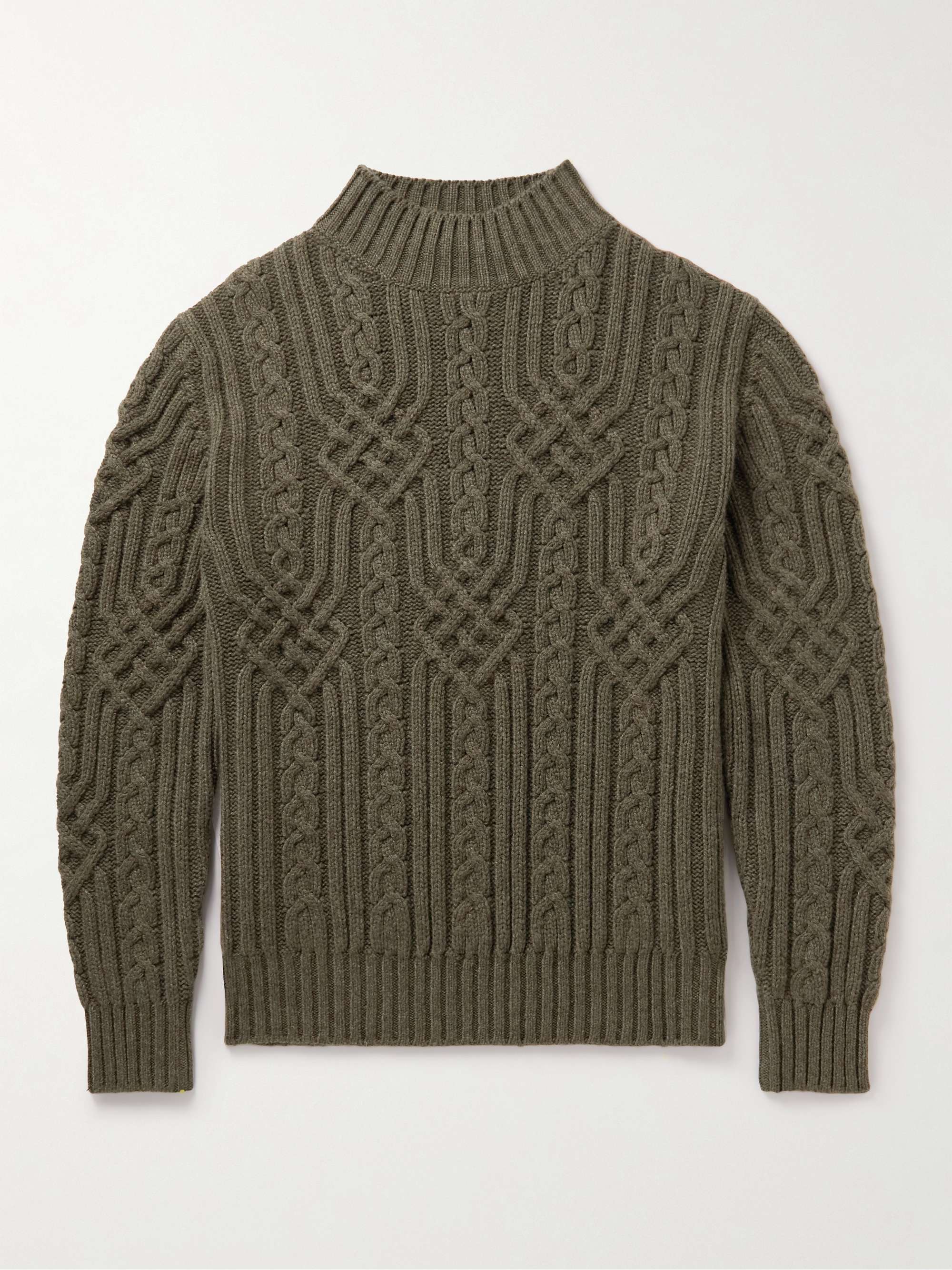 LORO PIANA Ribbed Cable-Knit Cashmere Rollneck Sweater