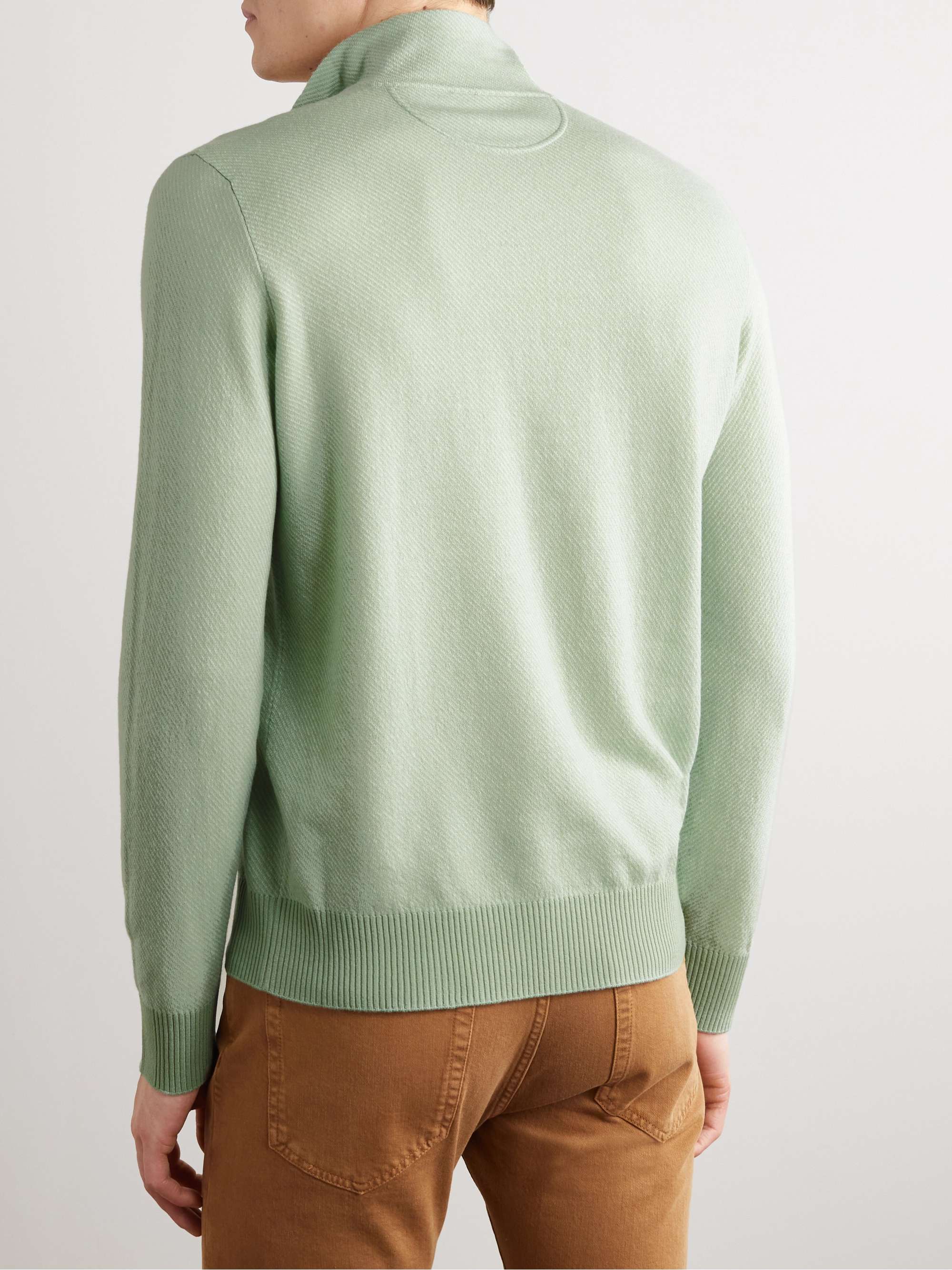 LORO PIANA Roadster Striped Cashmere Half-Zip Sweater