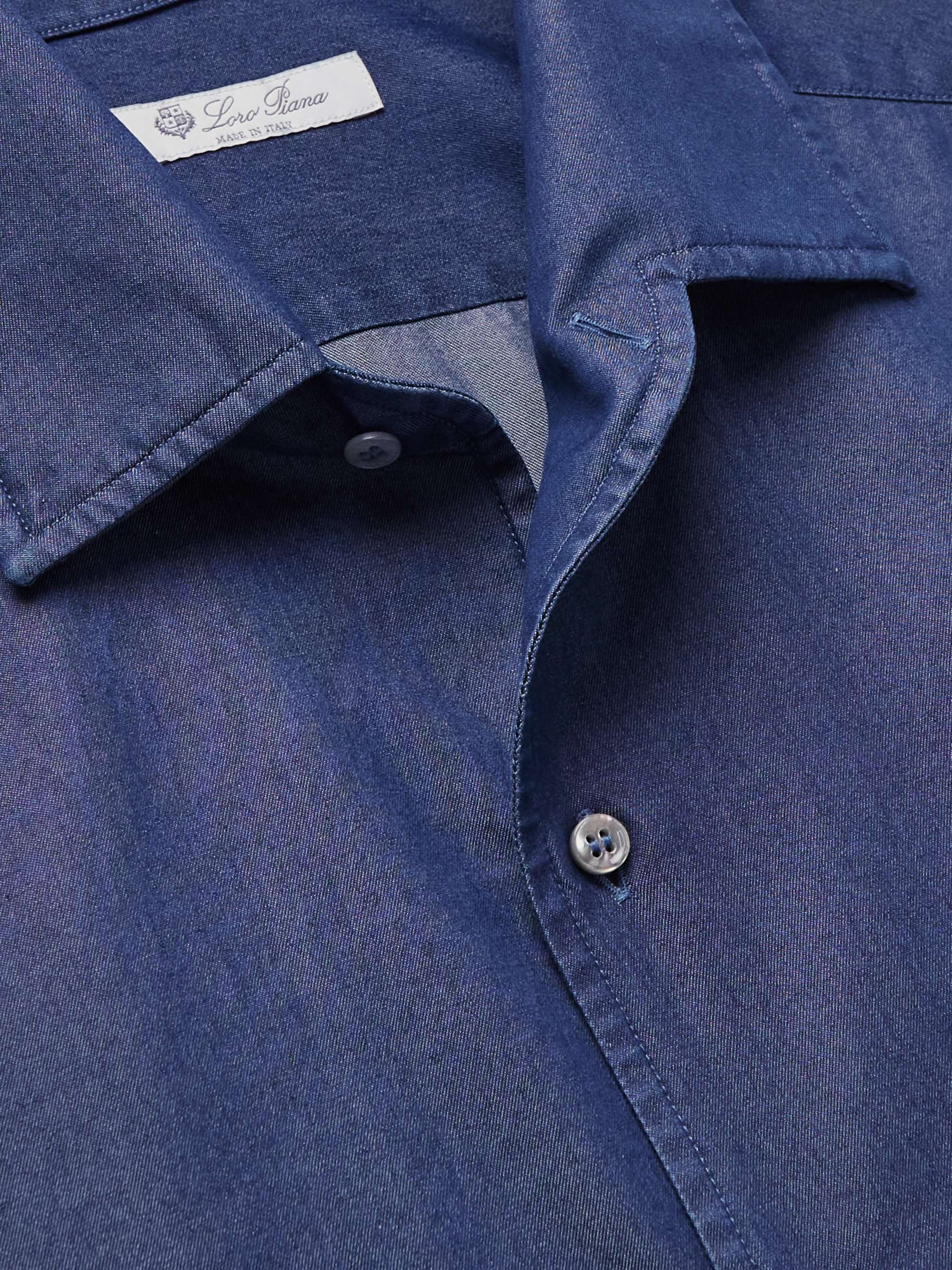 LORO PIANA Washed Cotton-Chambray Shirt