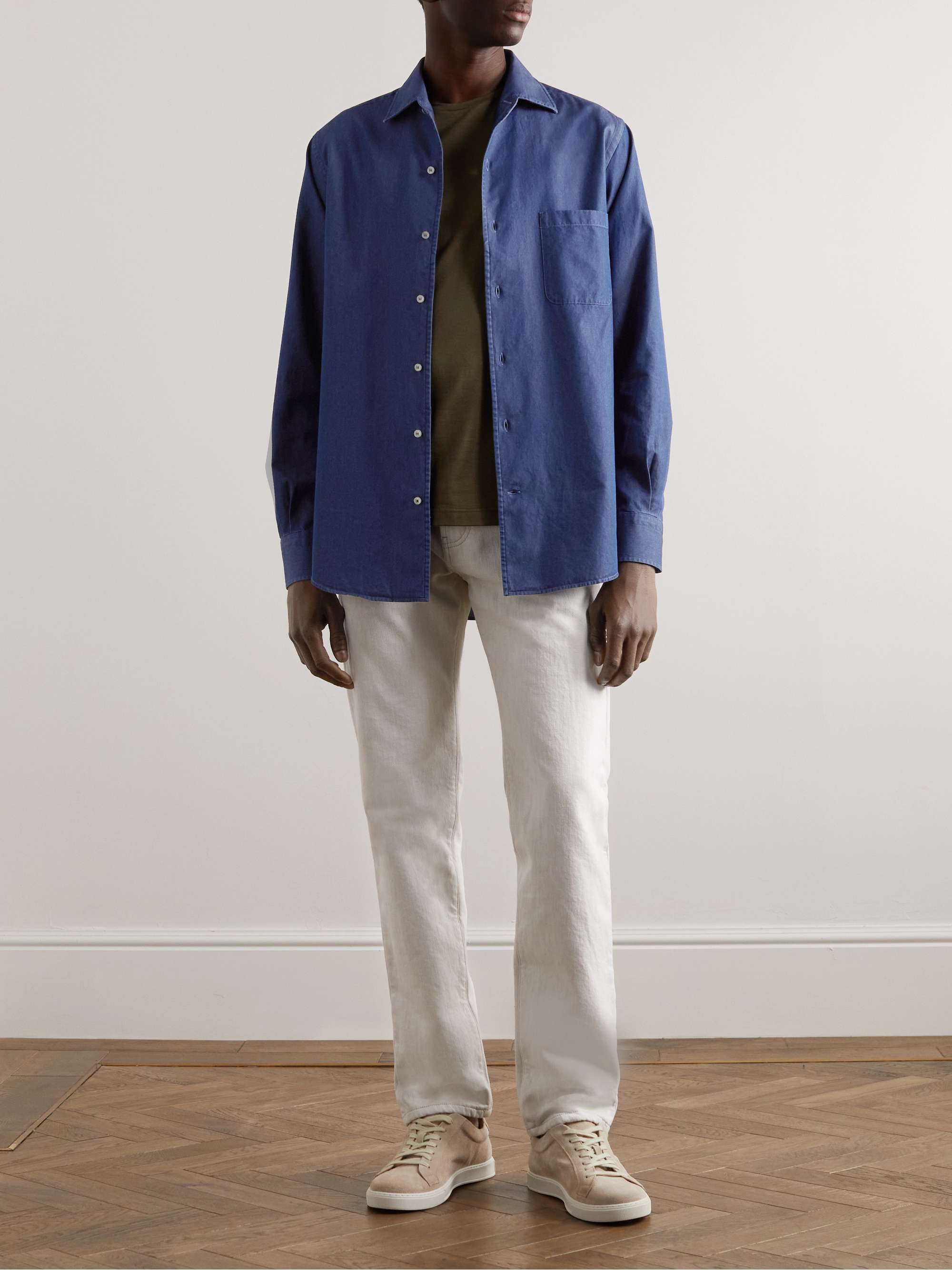 LORO PIANA Washed Cotton-Chambray Shirt
