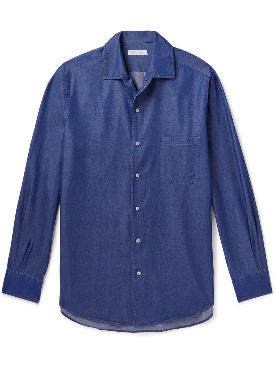 Loro Piana Washed Cotton-chambray Shirt In Blue