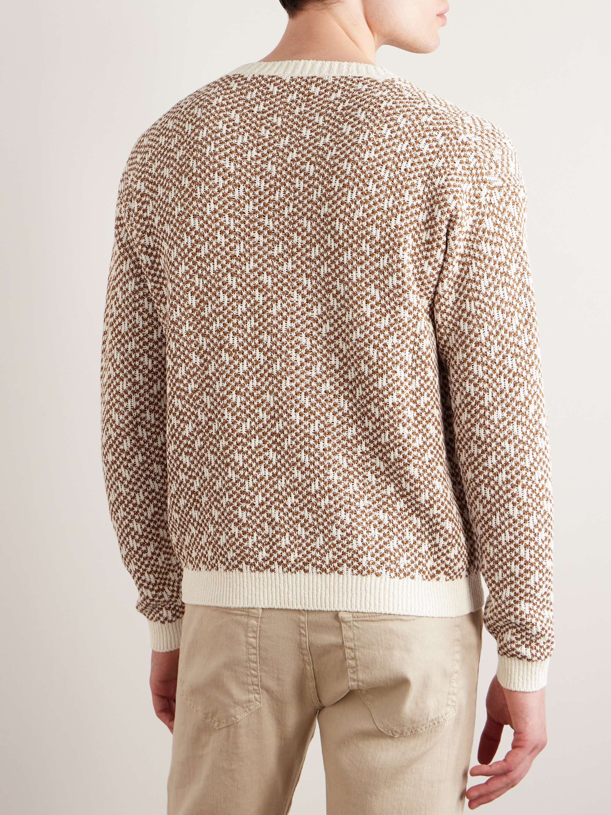 LORO PIANA Jacquard-Knit Linen-Bouclé Sweater