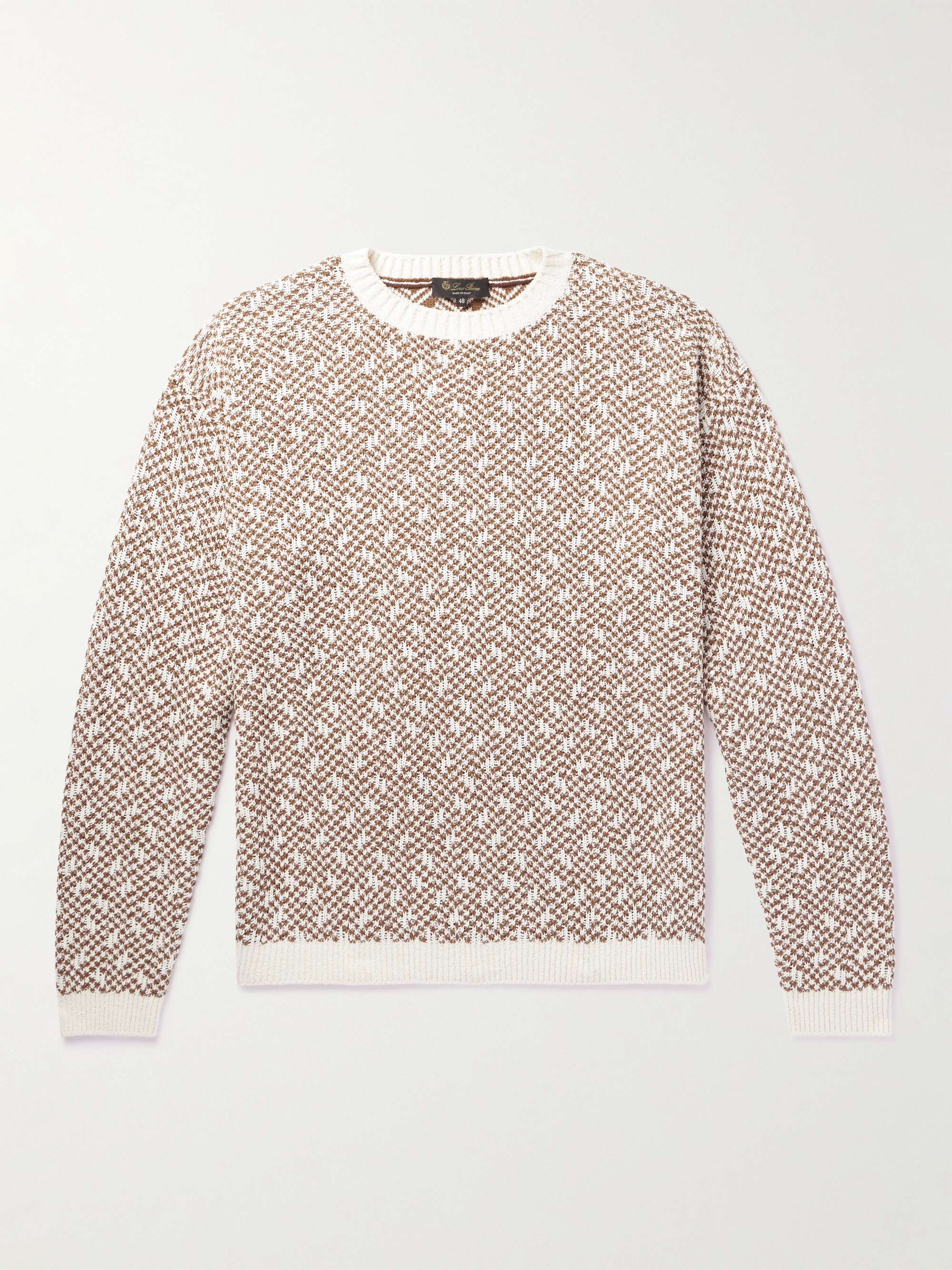 Jacquard-Knit Linen-Bouclé Sweater