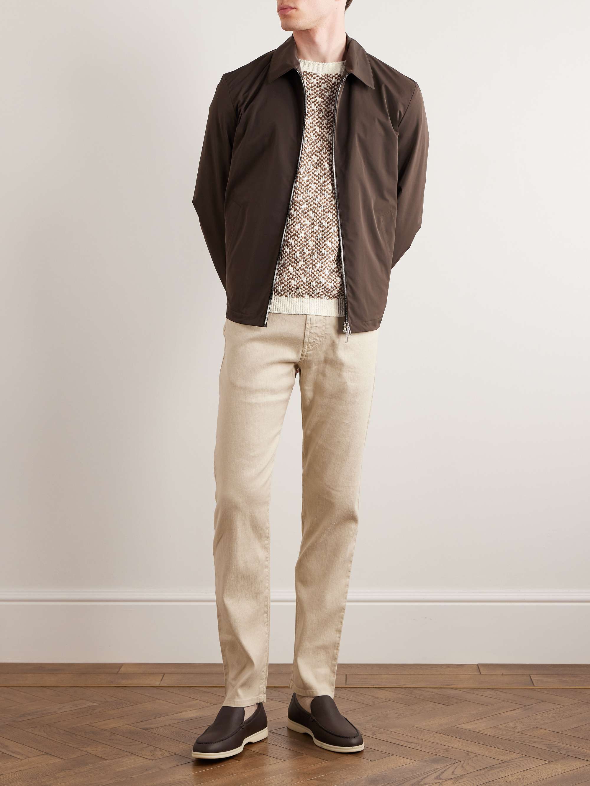 LORO PIANA Jacquard-Knit Linen-Bouclé Sweater