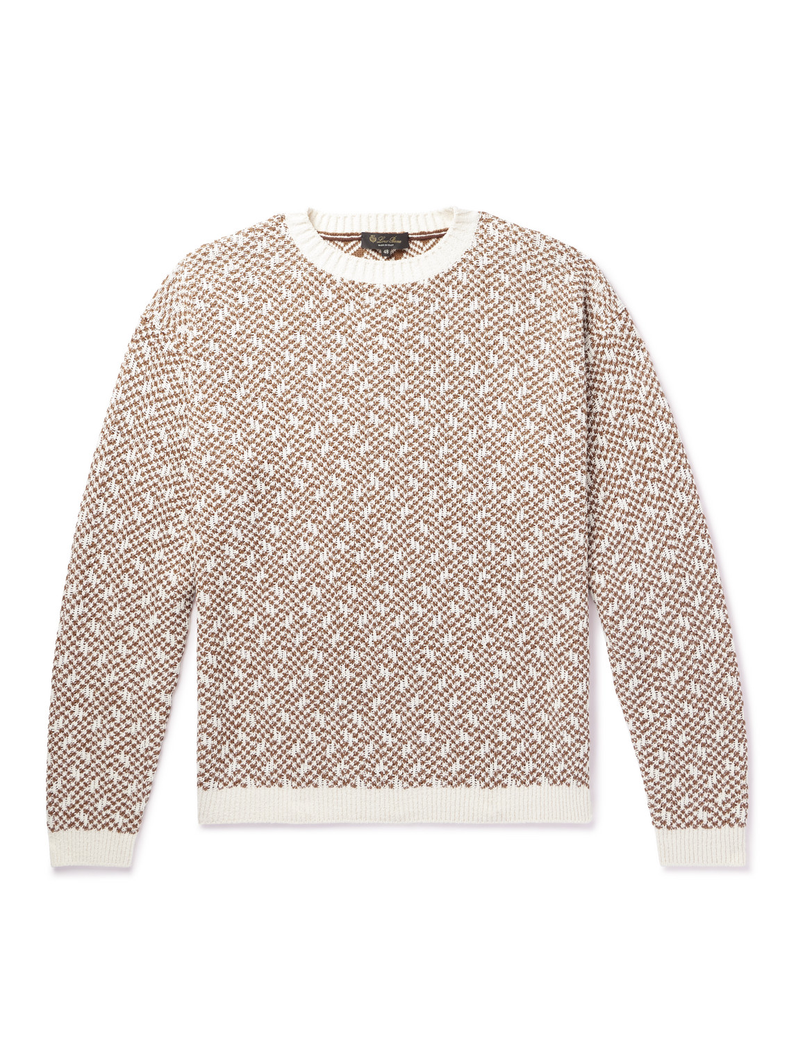 Loro Piana Jacquard-knit Linen-bouclé Sweater In Brown