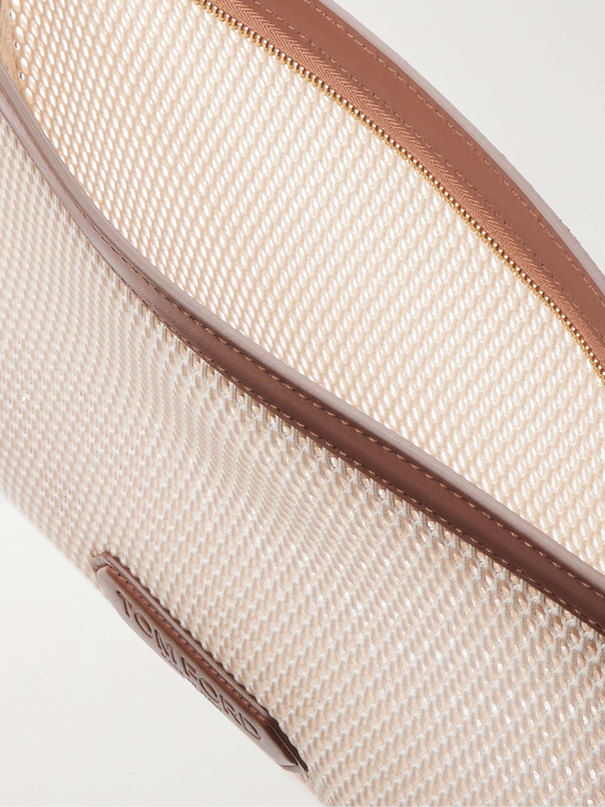 TOM FORD Leather-Trimmed Mesh Pouch