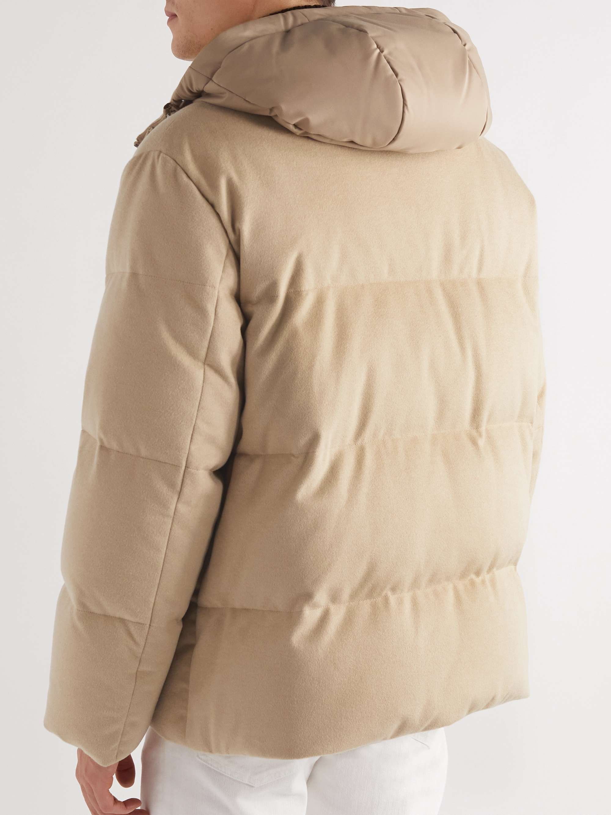 LORO PIANA Padded Shell-Trimmed Cashmere Hooded Down Jacket