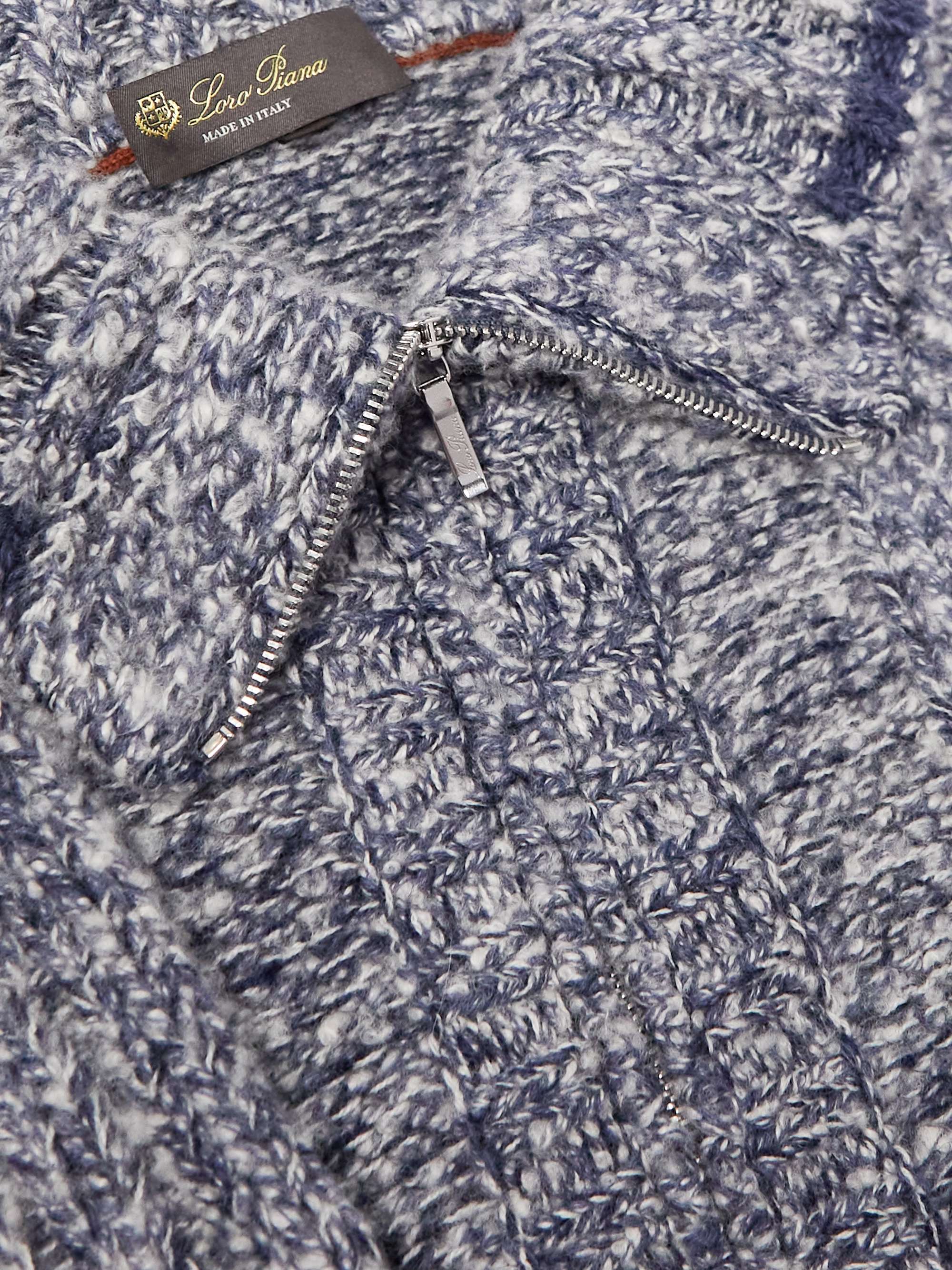 LORO PIANA Cable-Knit Cashmere Half-Zip Sweater
