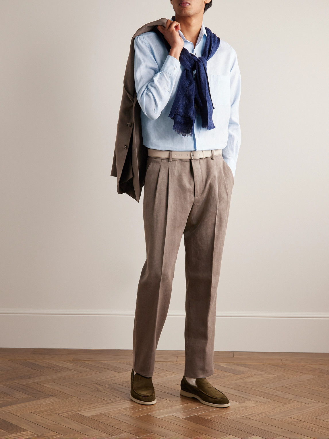 Loro Piana Arizona Linen Shirt In Gray