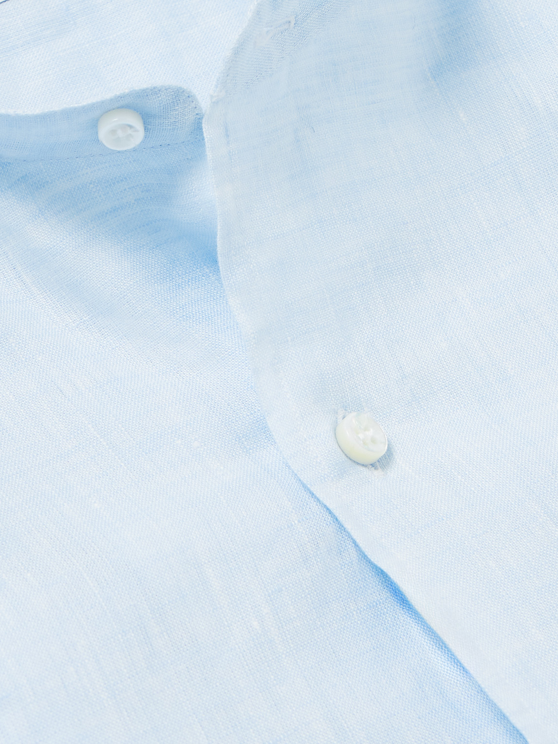 Shop Loro Piana Arizona Grandad-collar Linen Shirt In Blue