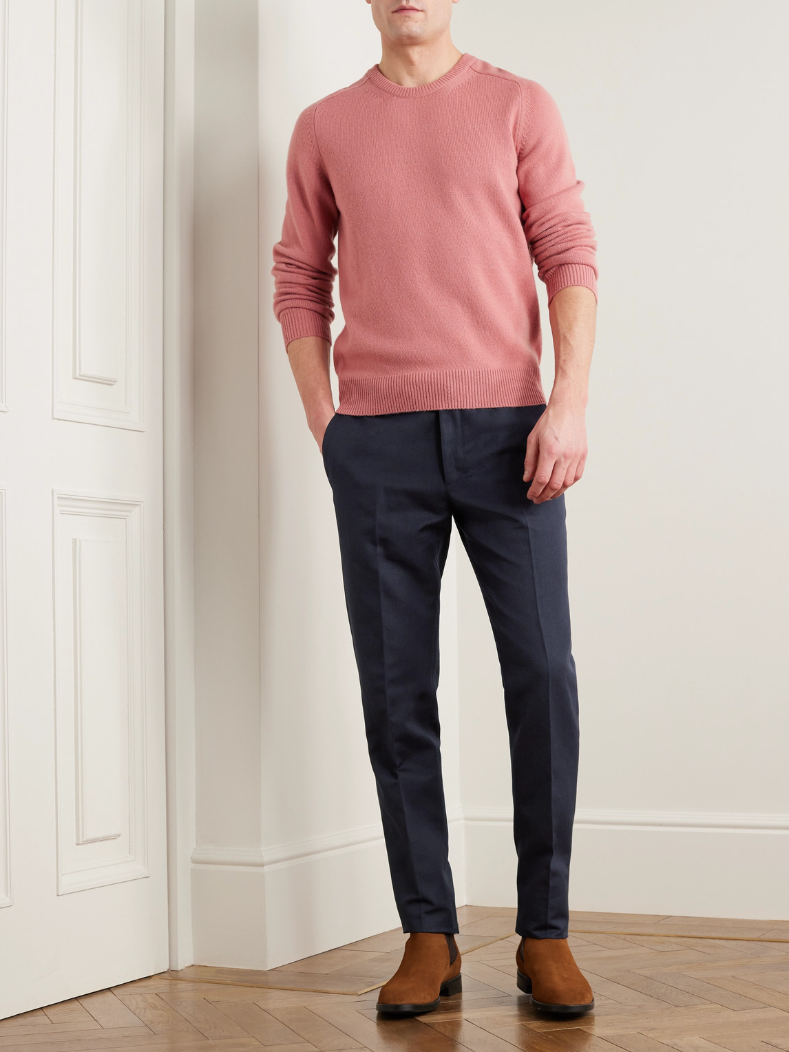 Shop Loro Piana Straight-leg Cotton And Linen-blend Trousers In Blue