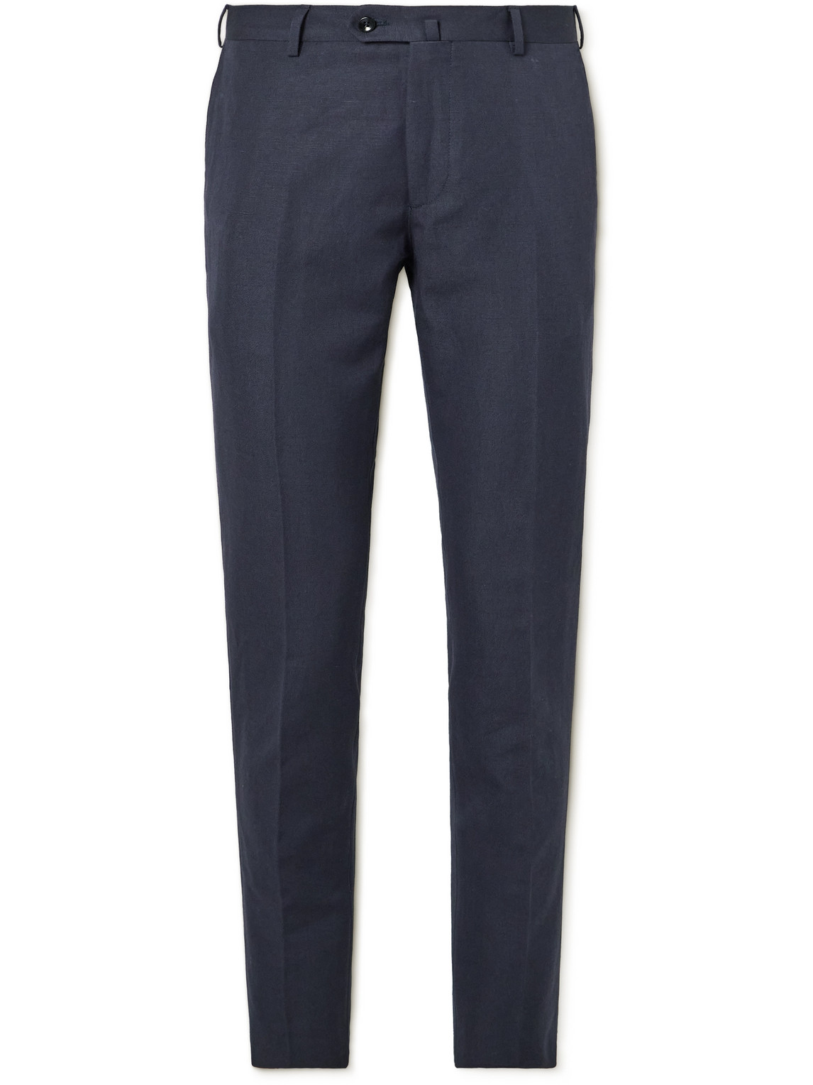 Loro Piana Straight-leg Cotton And Linen-blend Trousers In Blue