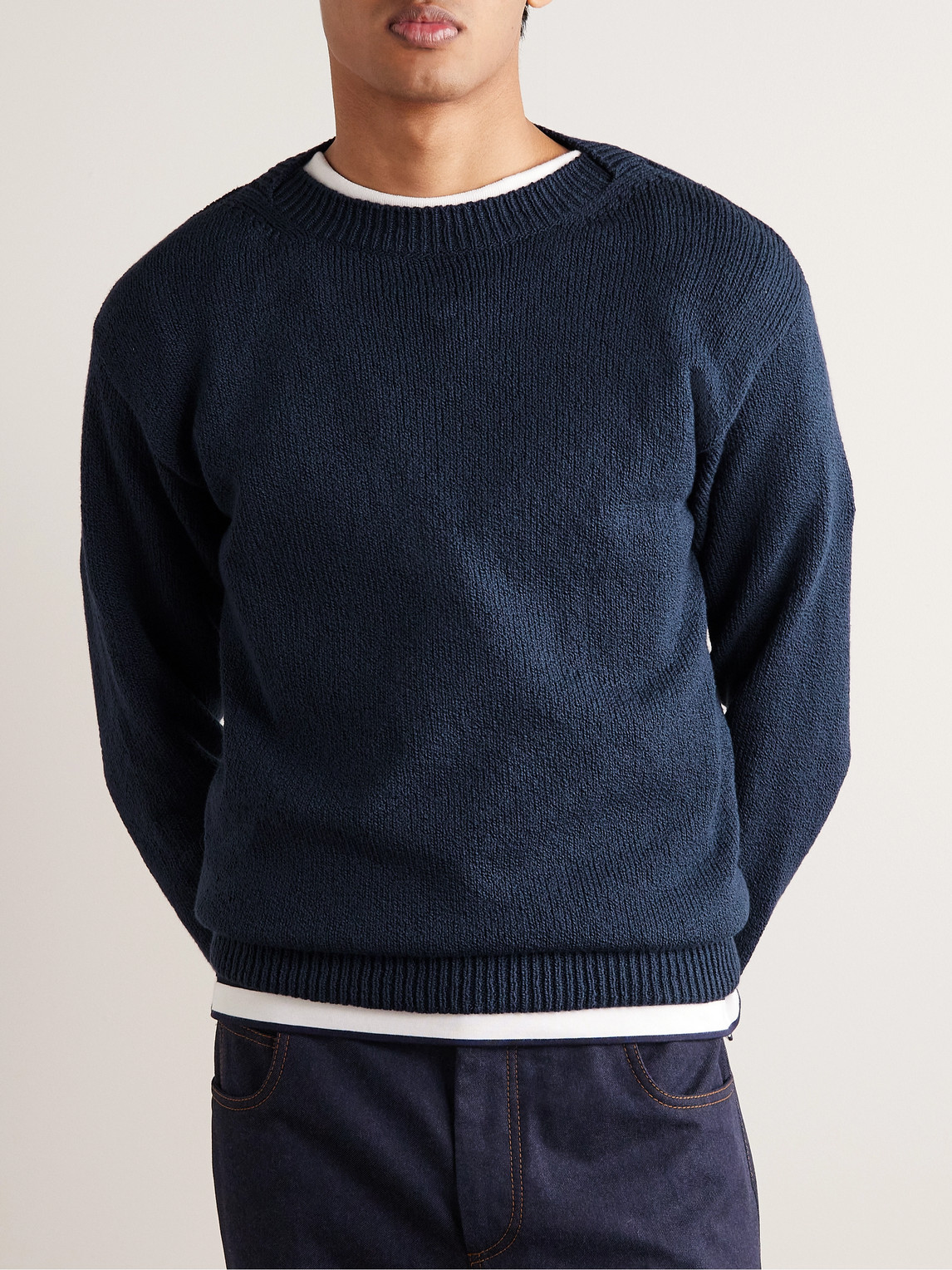 Shop Loro Piana Cotton Sweater In Blue