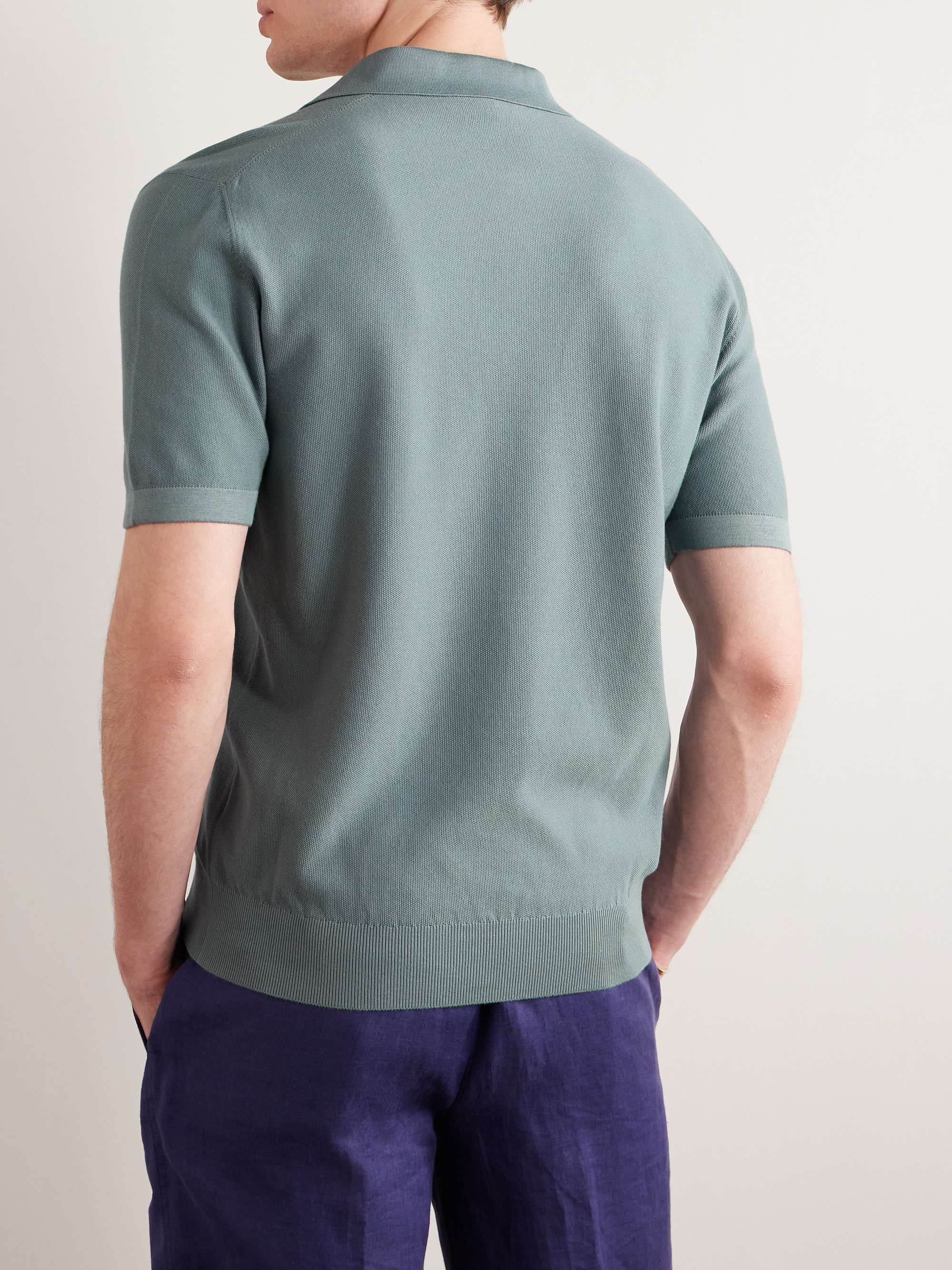 LORO PIANA Cotton and Silk-Blend Piqué Polo Shirt