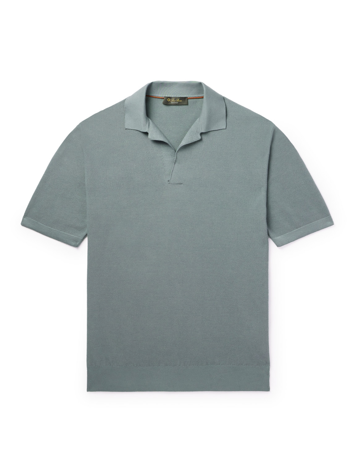 Loro Piana Cotton And Silk-blend Piqué Polo Shirt In Blue