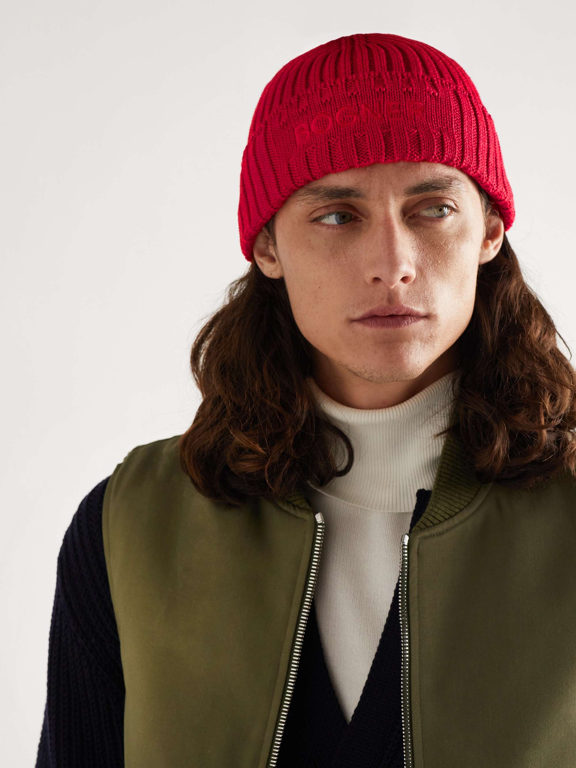 BOGNER Conrad Logo-Embroidered Ribbed Virgin Wool-Blend Beanie