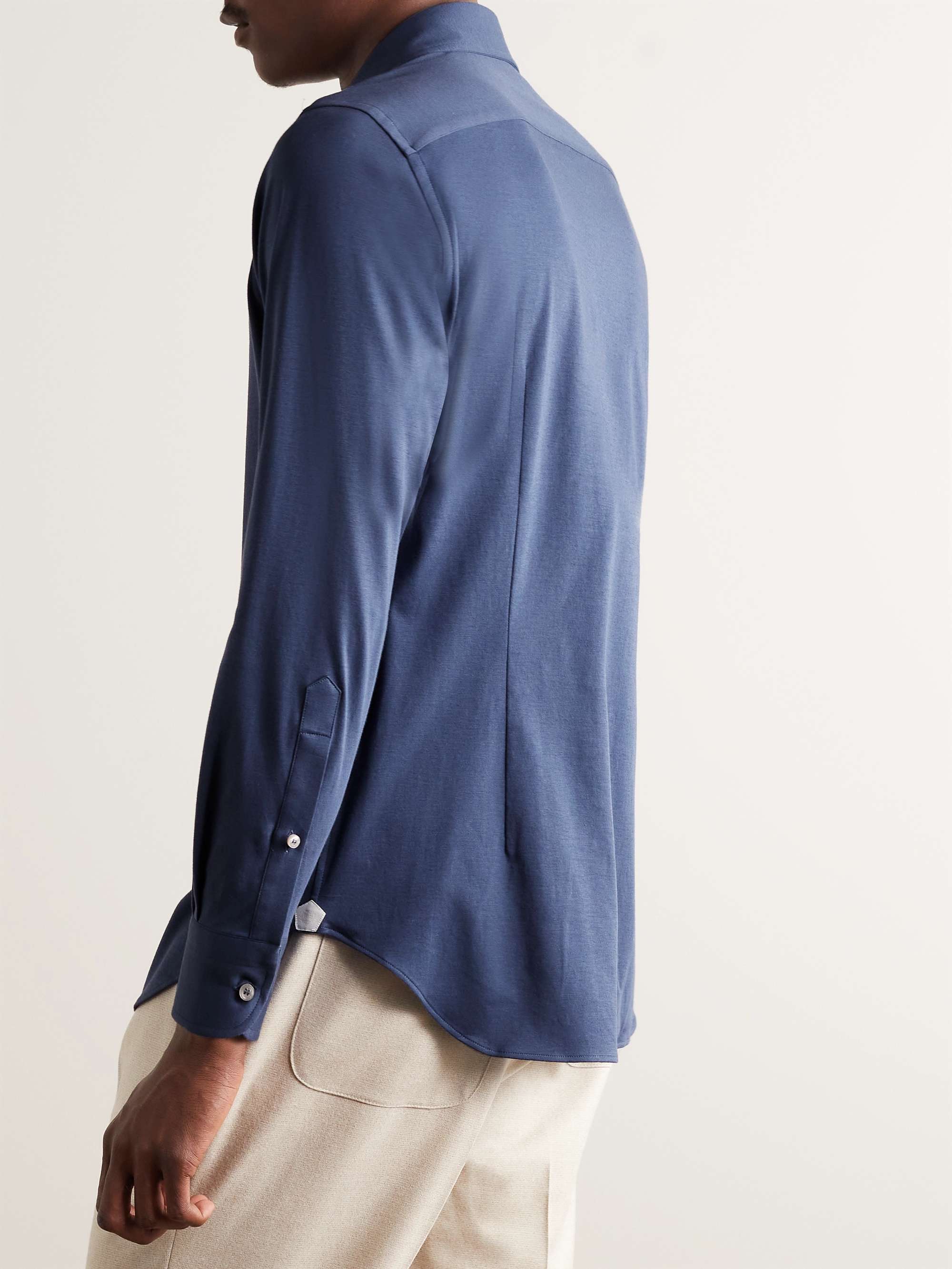 LORO PIANA Andrew Cutaway-Collar Slim-Fit Cotton-Jersey Shirt