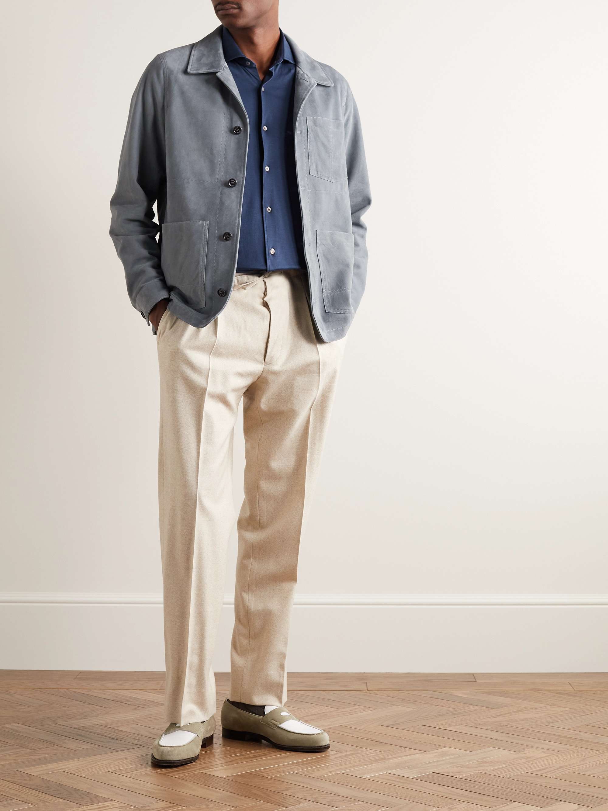 LORO PIANA Andrew Cutaway-Collar Slim-Fit Cotton-Jersey Shirt
