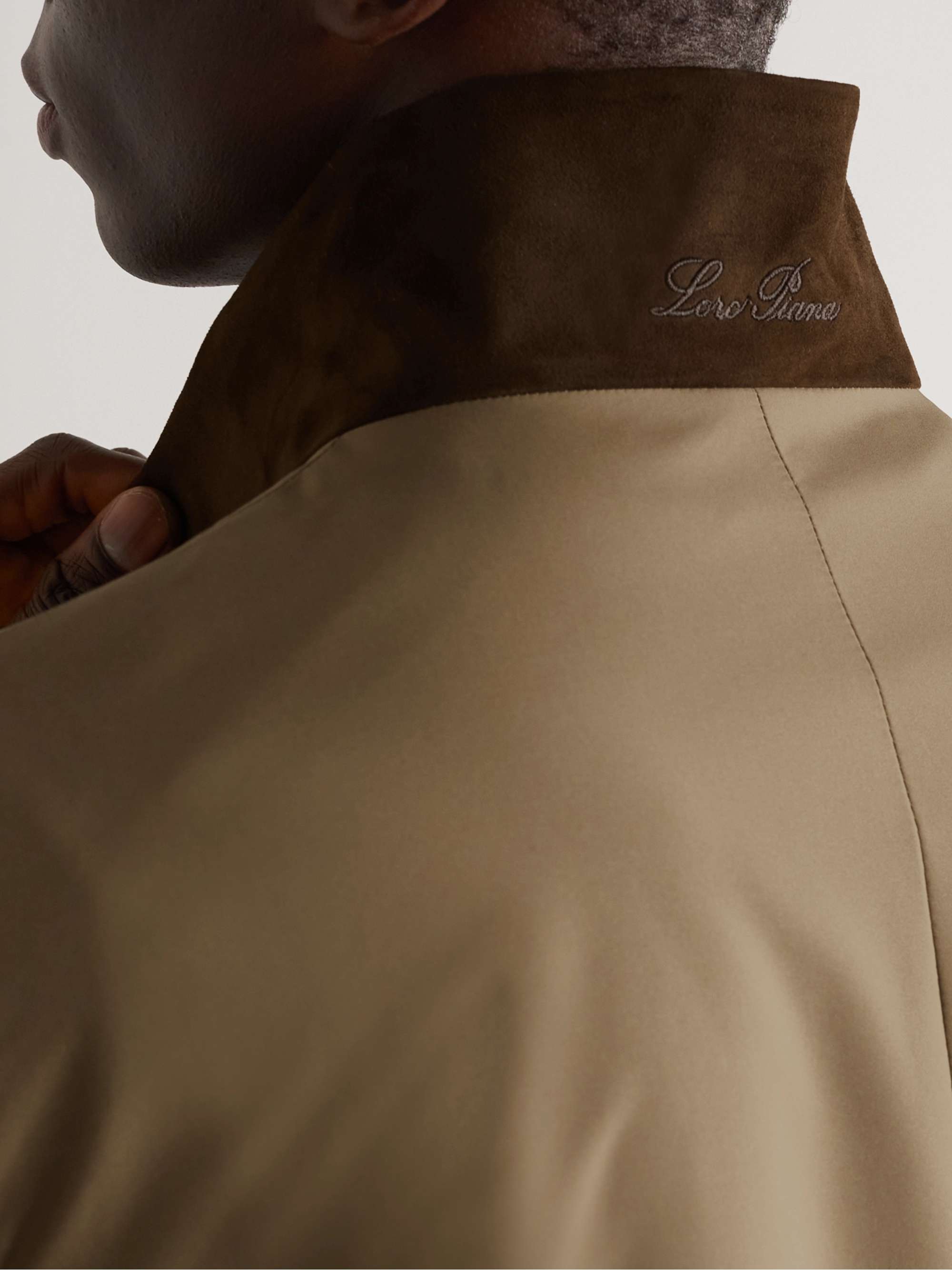 LORO PIANA Sebring Windmate Suede-Trimmed Storm System Shell Car Coat