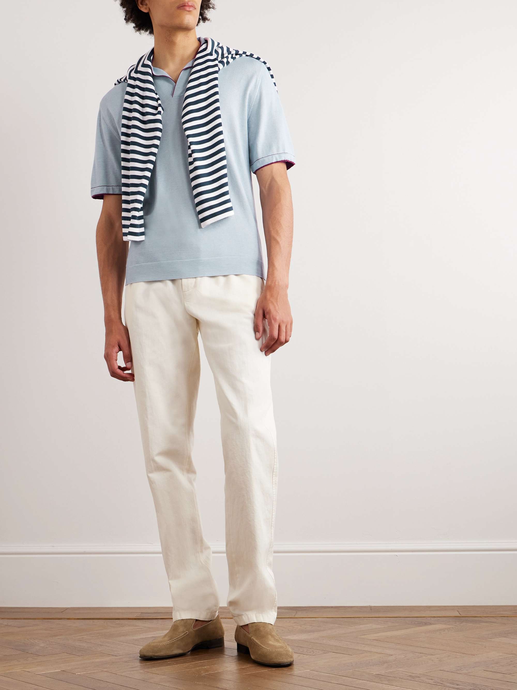 LORO PIANA Silk and Cashmere-Blend Polo Shirt