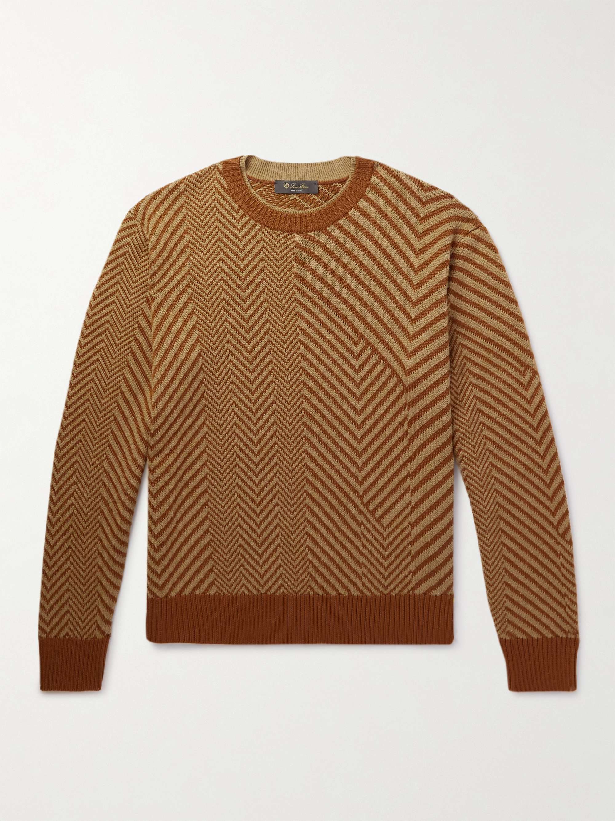 LORO PIANA Chevron Silk and Cashmere-Blend Sweater