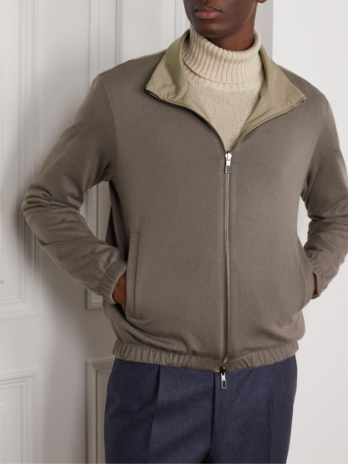 Shop Loro Piana Reversible Windmate® Storm System® Shell And Cashmere Bomber Jacket In Neutrals