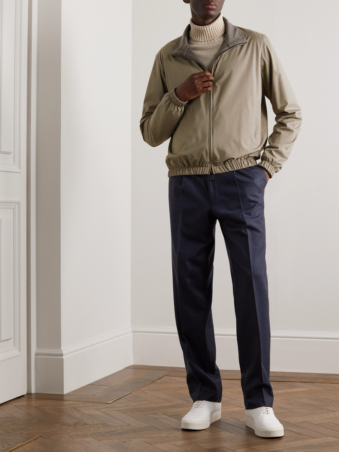 Shop Loro Piana Reversible Windmate® Storm System® Shell And Cashmere Bomber Jacket In Neutrals