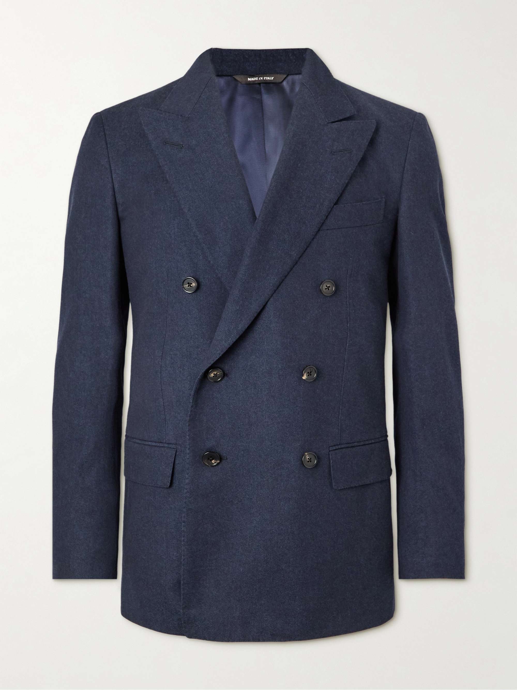 LORO PIANA Double-Breasted Wool, Cotton and Cashmere-Blend Twill Suit Jacket