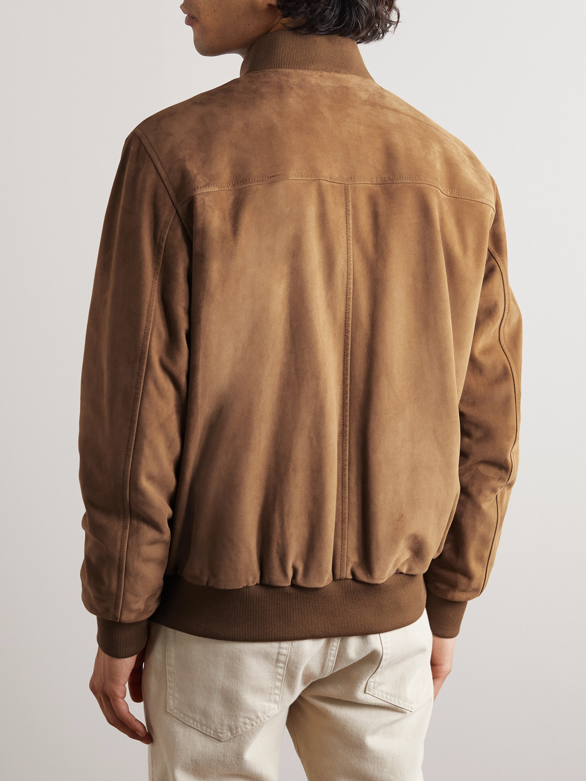 Shop Loro Piana Lp Ivy Suede Bomber Jacket In Brown