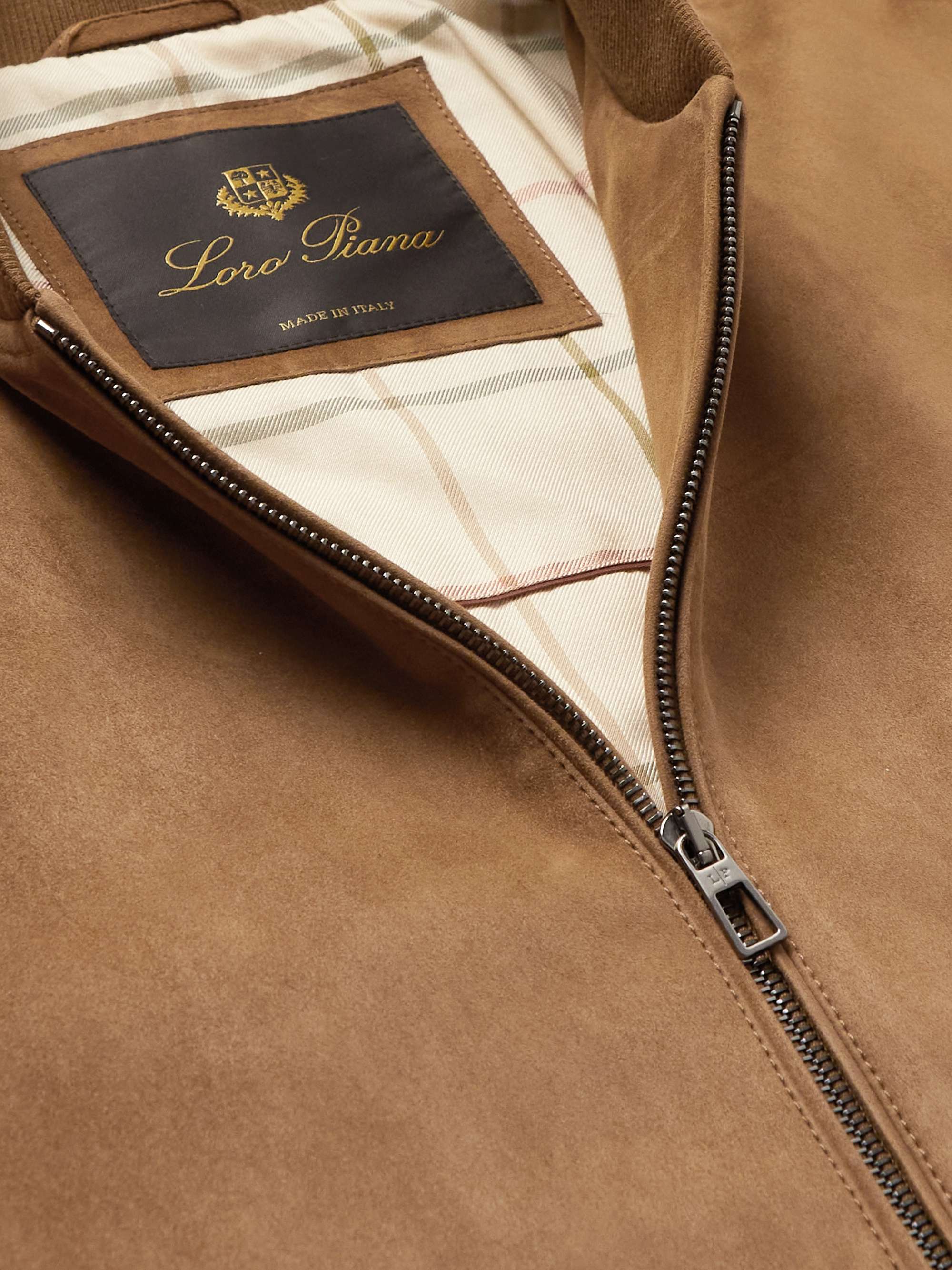 Tan LP IVY Suede Bomber Jacket | LORO PIANA | MR PORTER