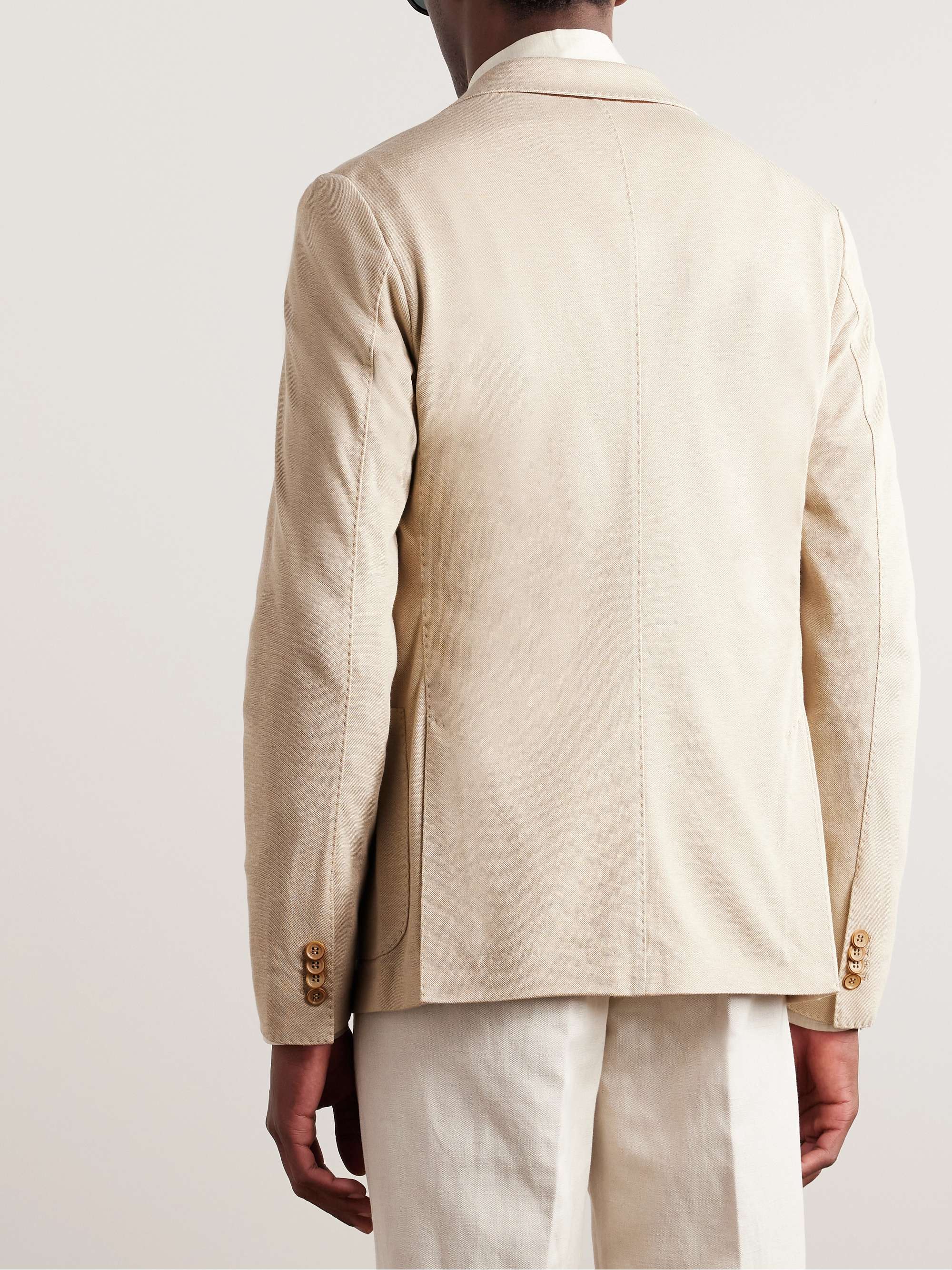 LORO PIANA Slim-Fit Unstructured Cotton, Silk and Linen-Blend Piqué Blazer