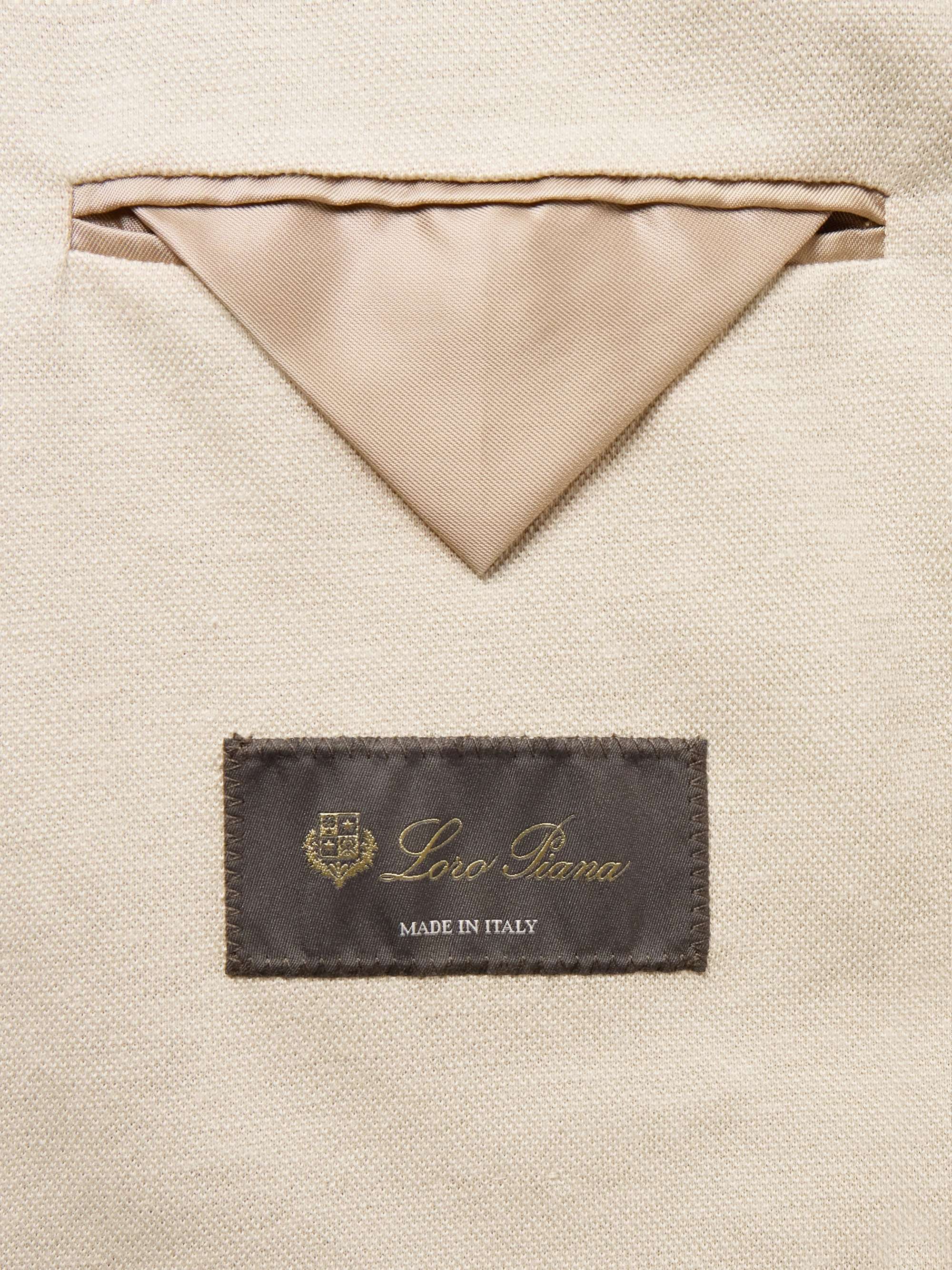 LORO PIANA Slim-Fit Unstructured Cotton, Silk and Linen-Blend Piqué Blazer