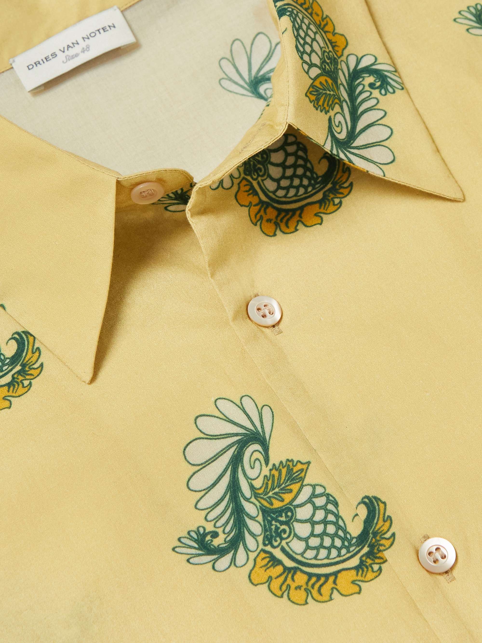 DRIES VAN NOTEN Printed Embroidered Cotton-Voile Shirt