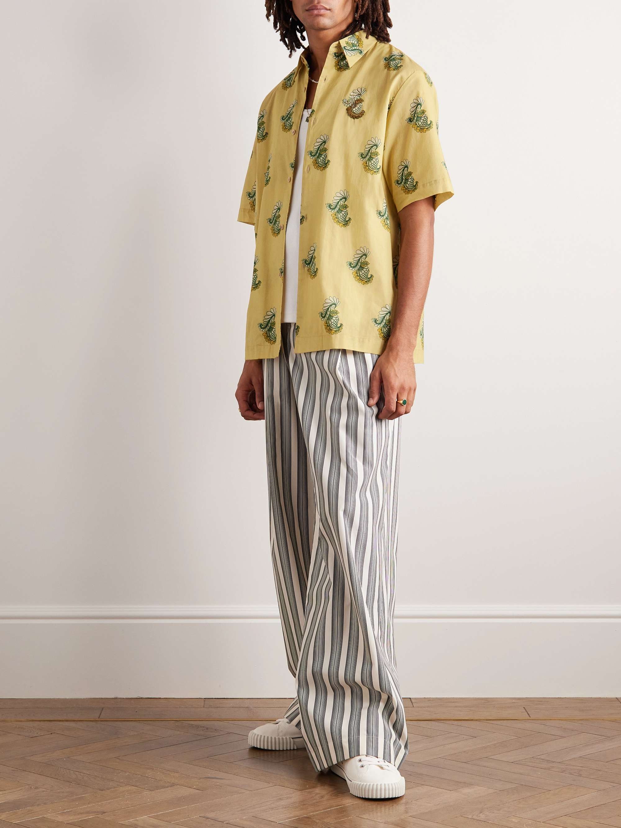 DRIES VAN NOTEN Printed Embroidered Cotton-Voile Shirt