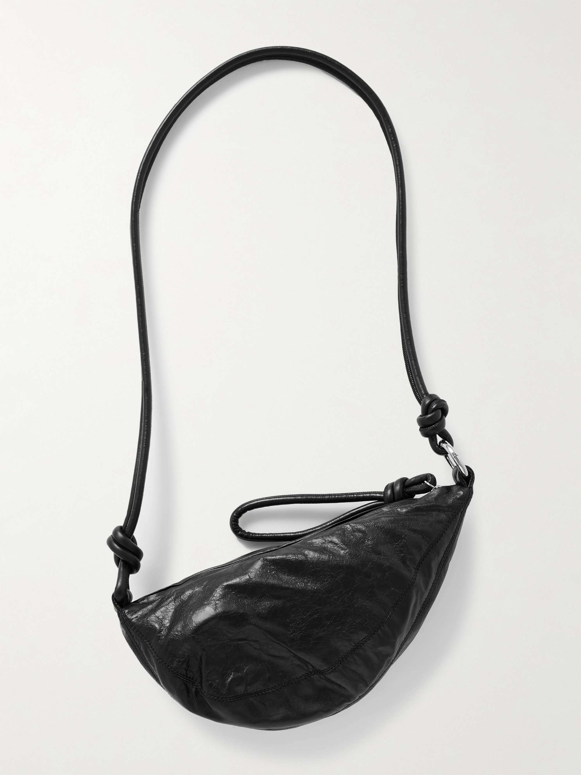 DRIES VAN NOTEN Knotted Crinkled-Leather Belt Bag