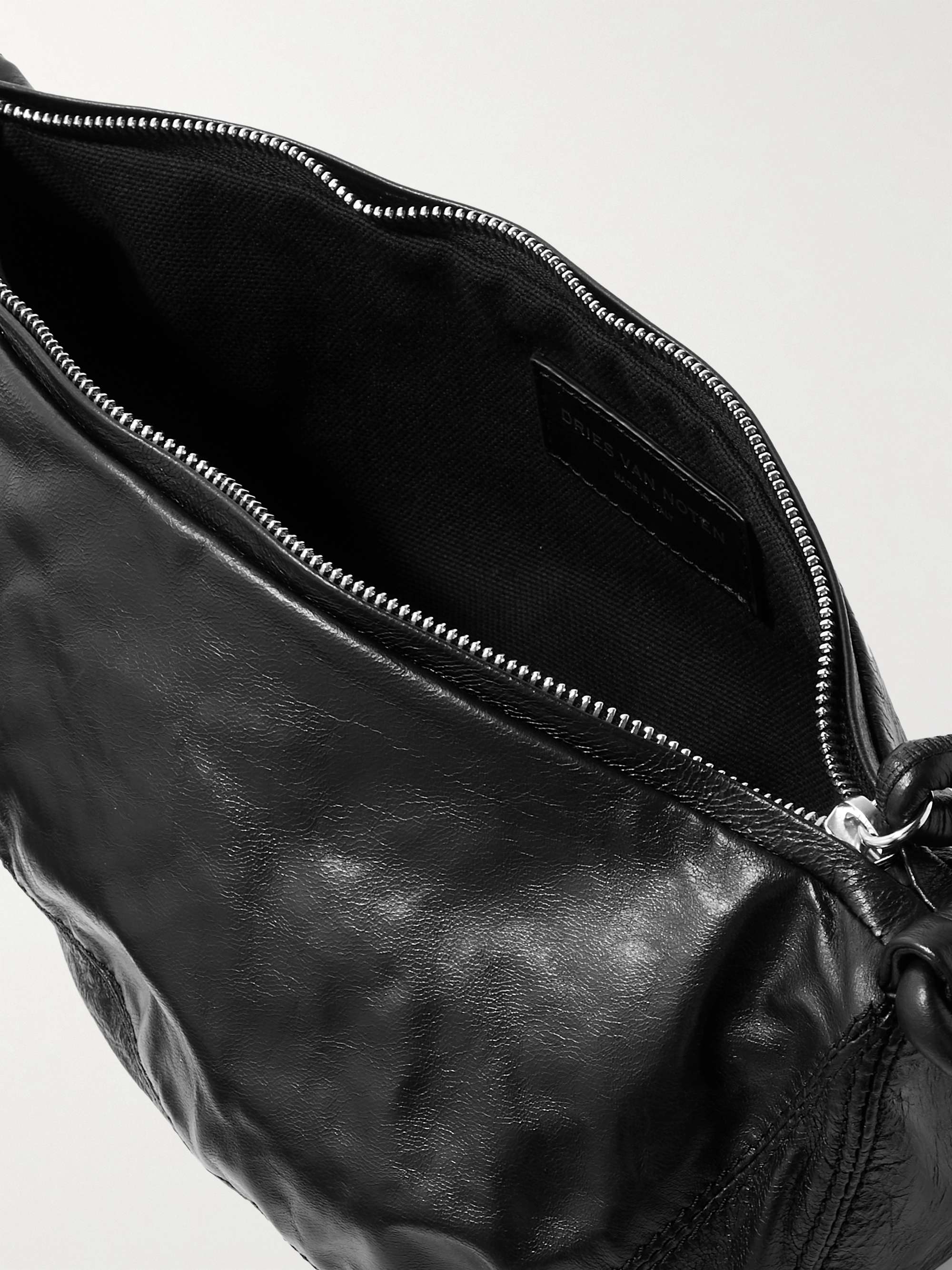 DRIES VAN NOTEN Knotted Crinkled-Leather Belt Bag
