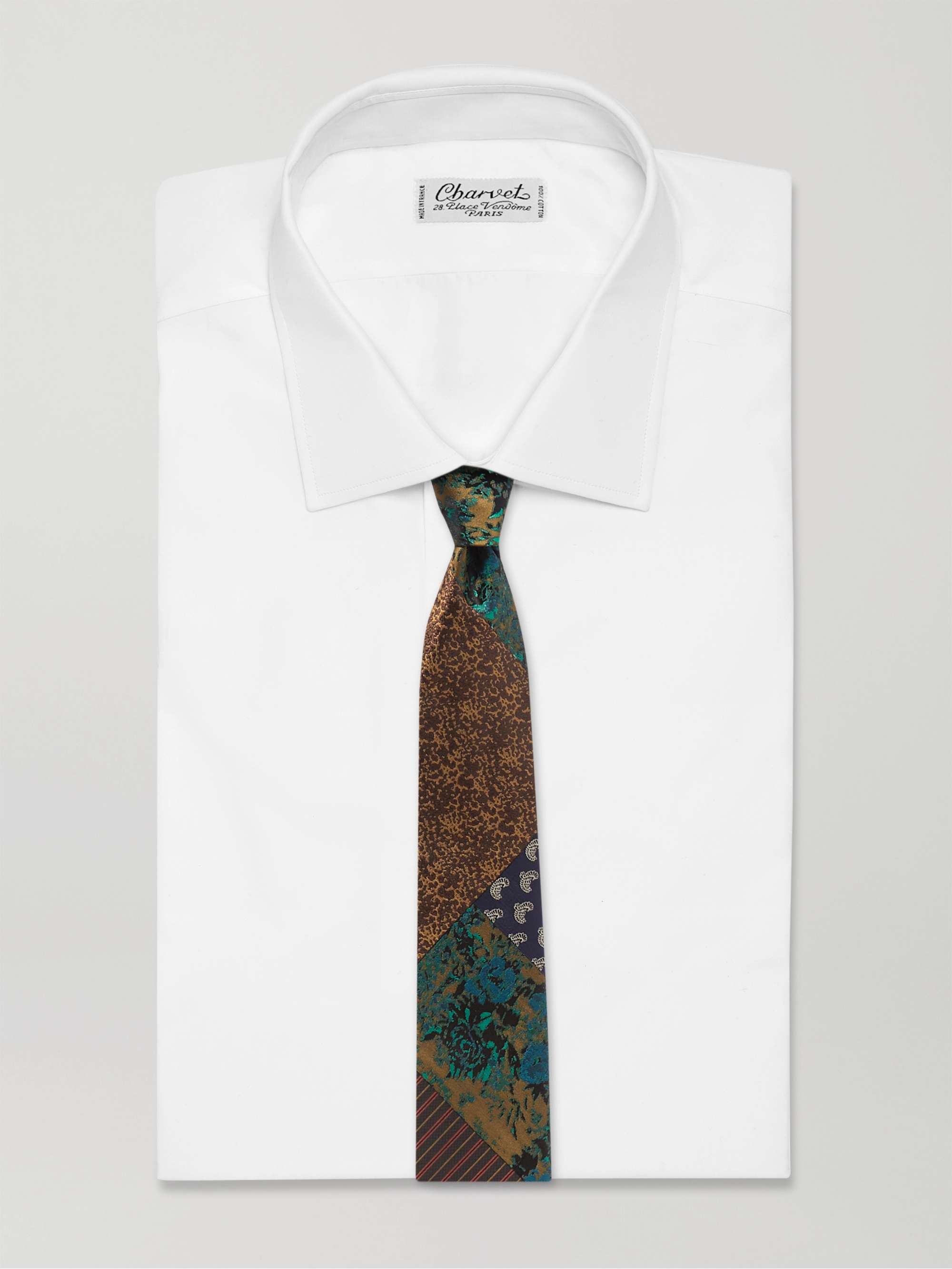 DRIES VAN NOTEN 8cm Patchwork Silk-Jacquard Tie