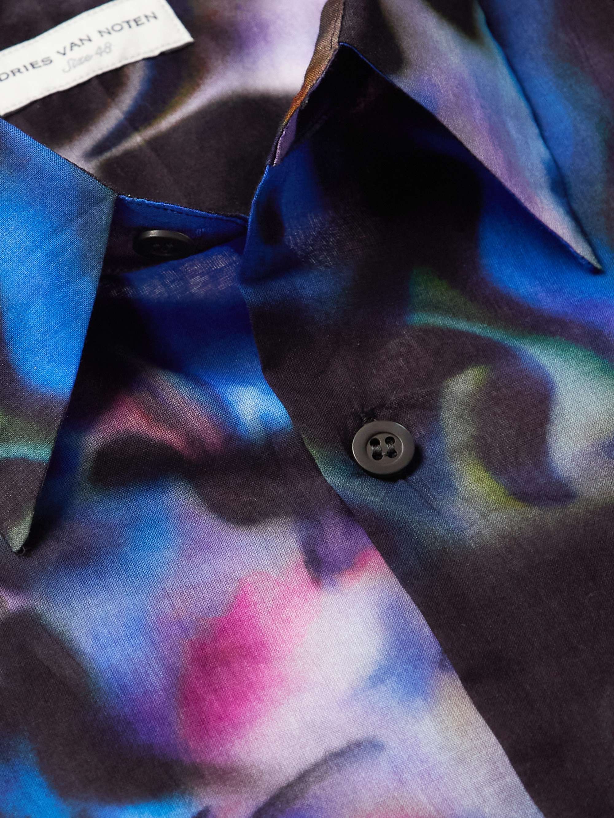 DRIES VAN NOTEN Camp-Collar Printed Mesh Shirt