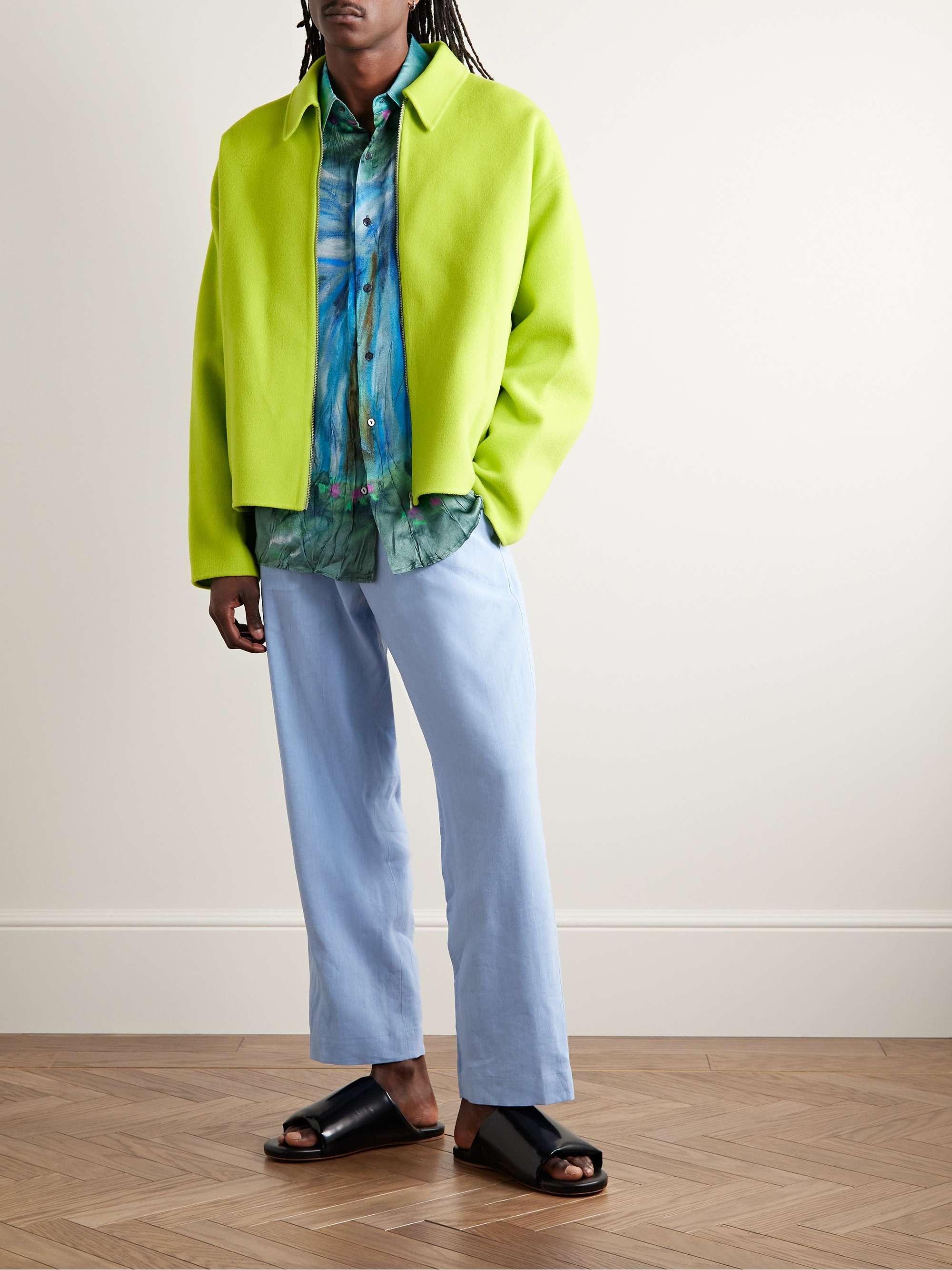 DRIES VAN NOTEN Straight-Leg Linen-Blend Drawstring Trousers