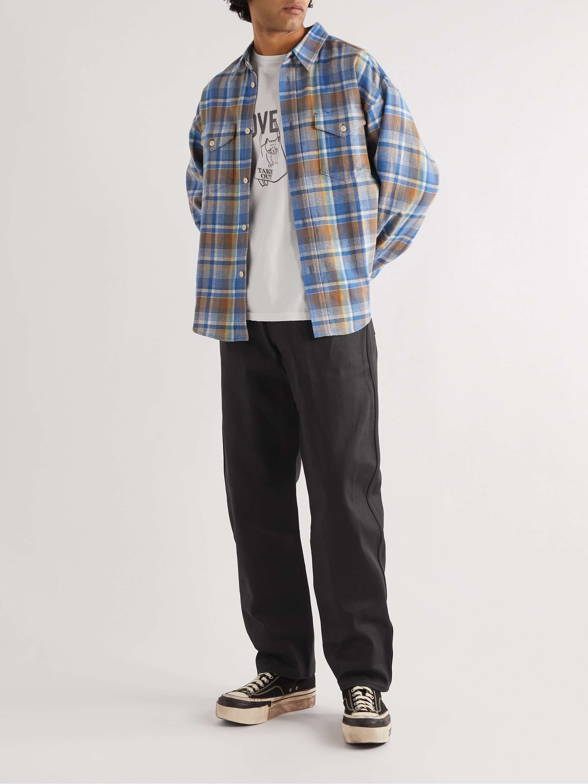 VISVIM Frontier Checked Wool and Linen-Blend Flannel Shirt for Men 