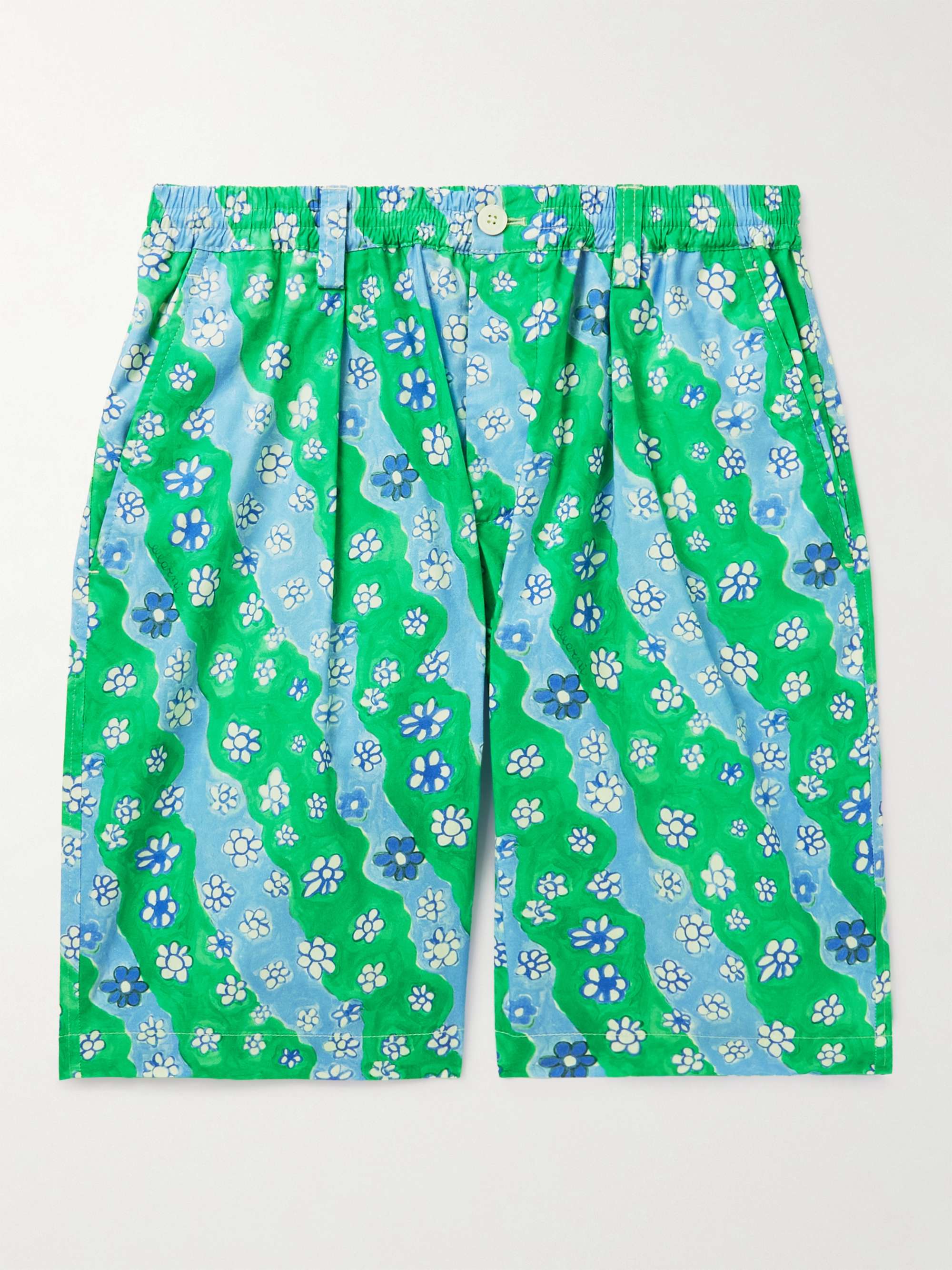 MARNI Straight-Leg Floral-Print Cotton-Poplin Shorts for Men | MR PORTER