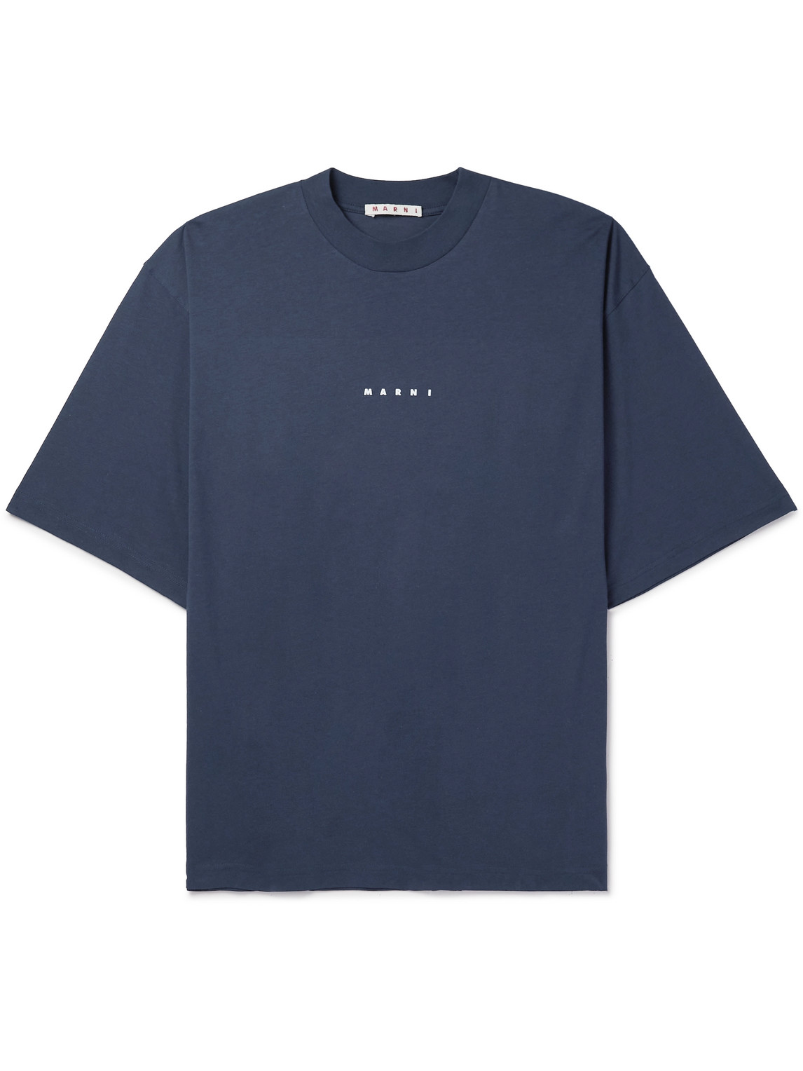 Marni Logo-print Cotton-jersey T-shirt In Blue